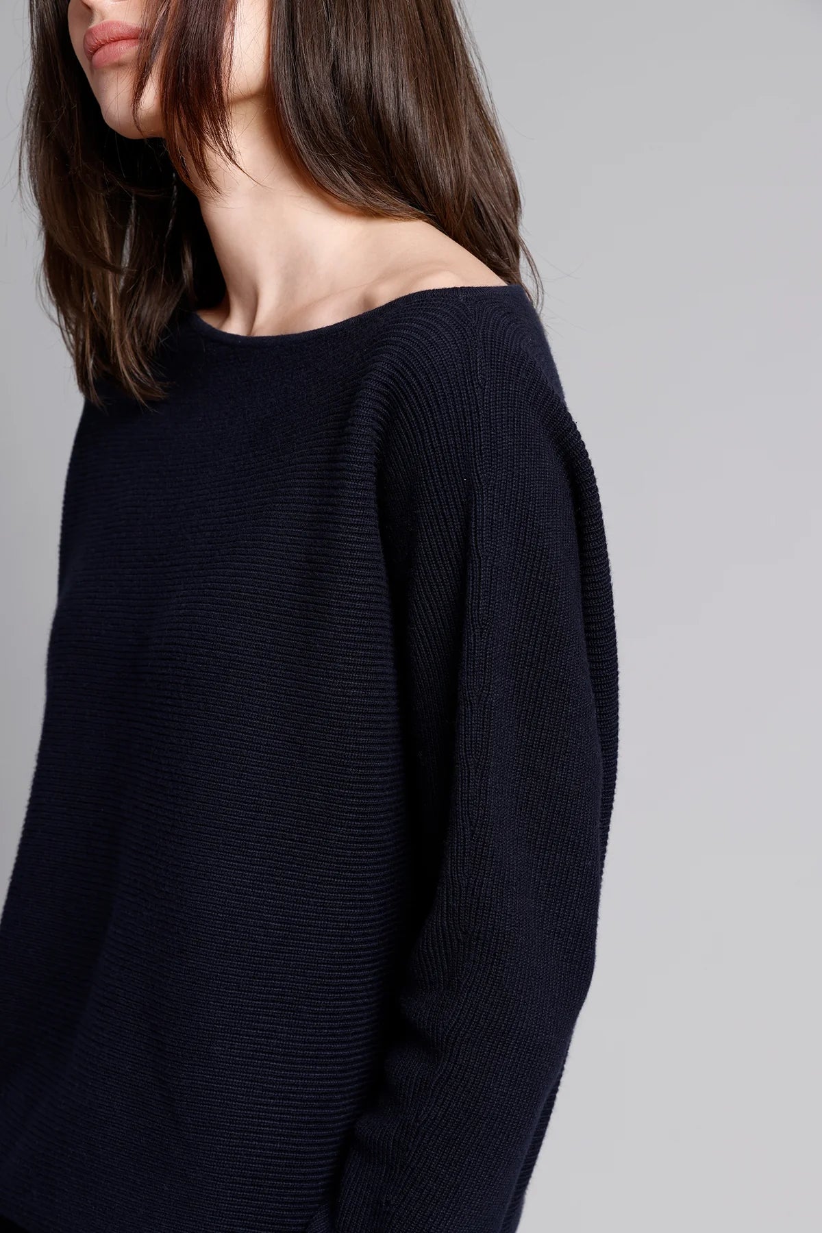 Cotton Cashmere Asymmetrical Shaker Navy