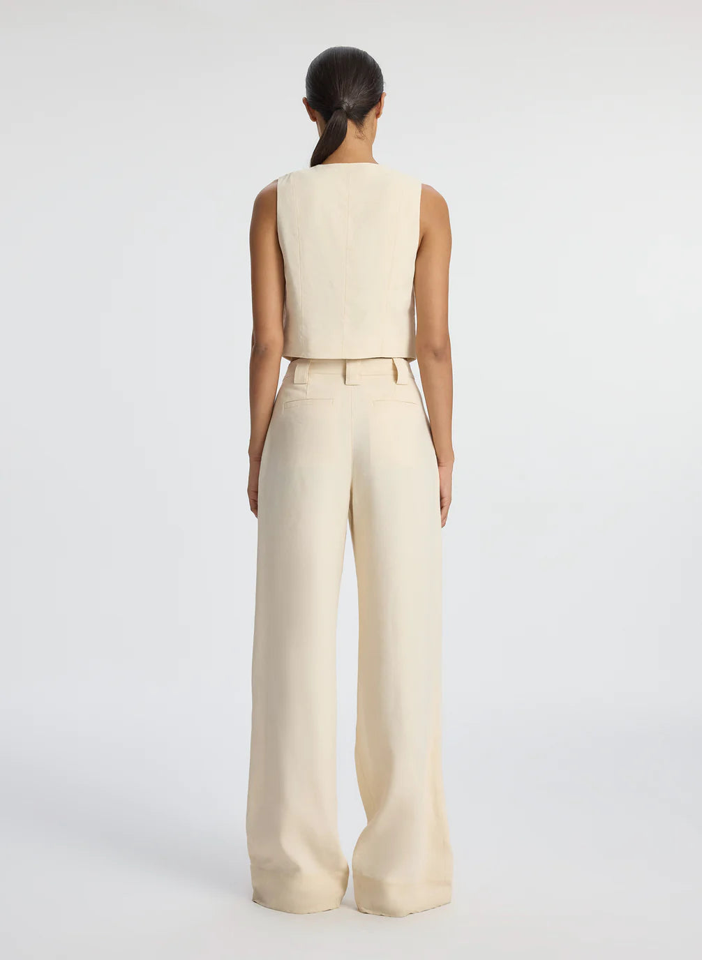 Maxwell Stretch Linen Vest Bone