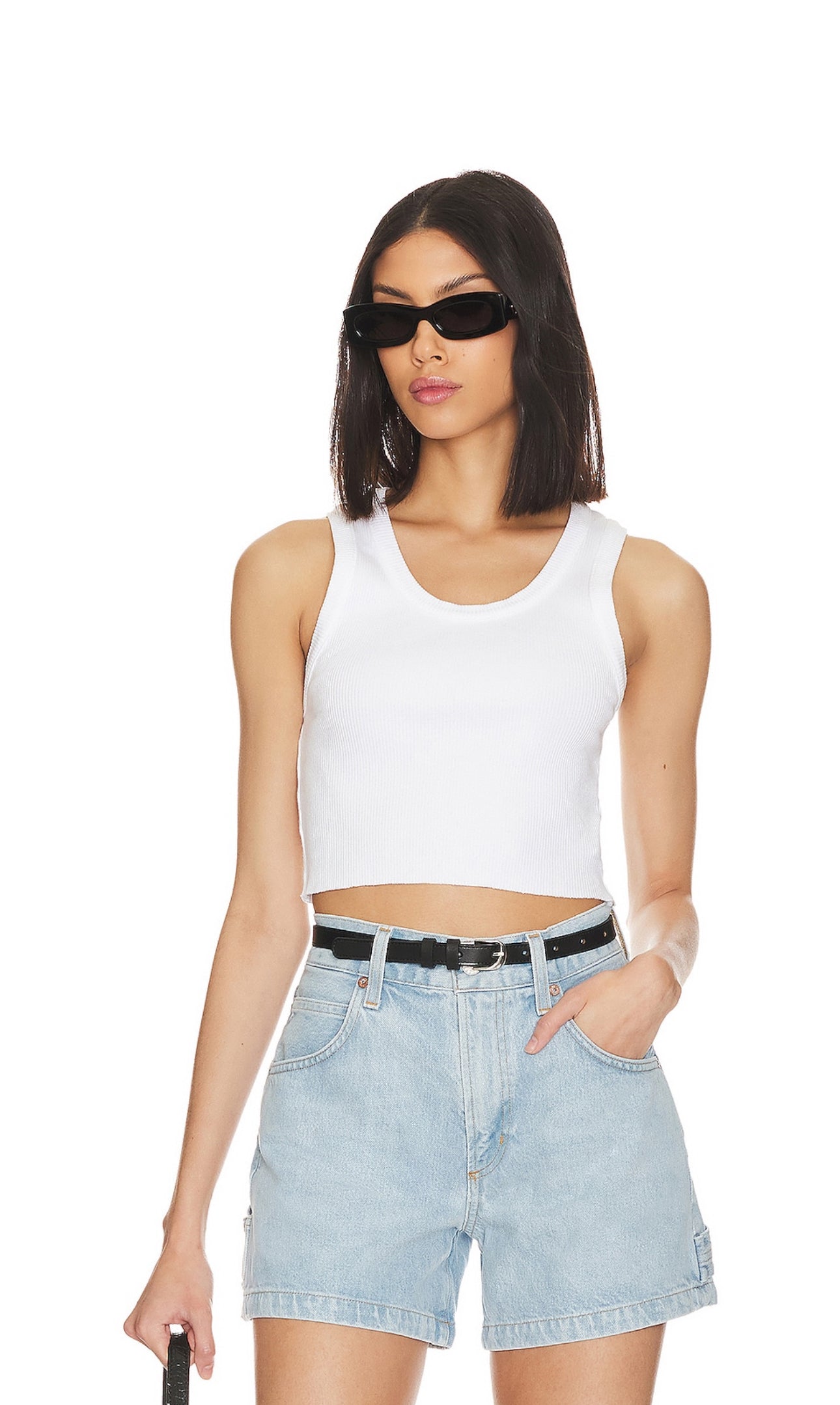 Cropped Poppy Tank White
