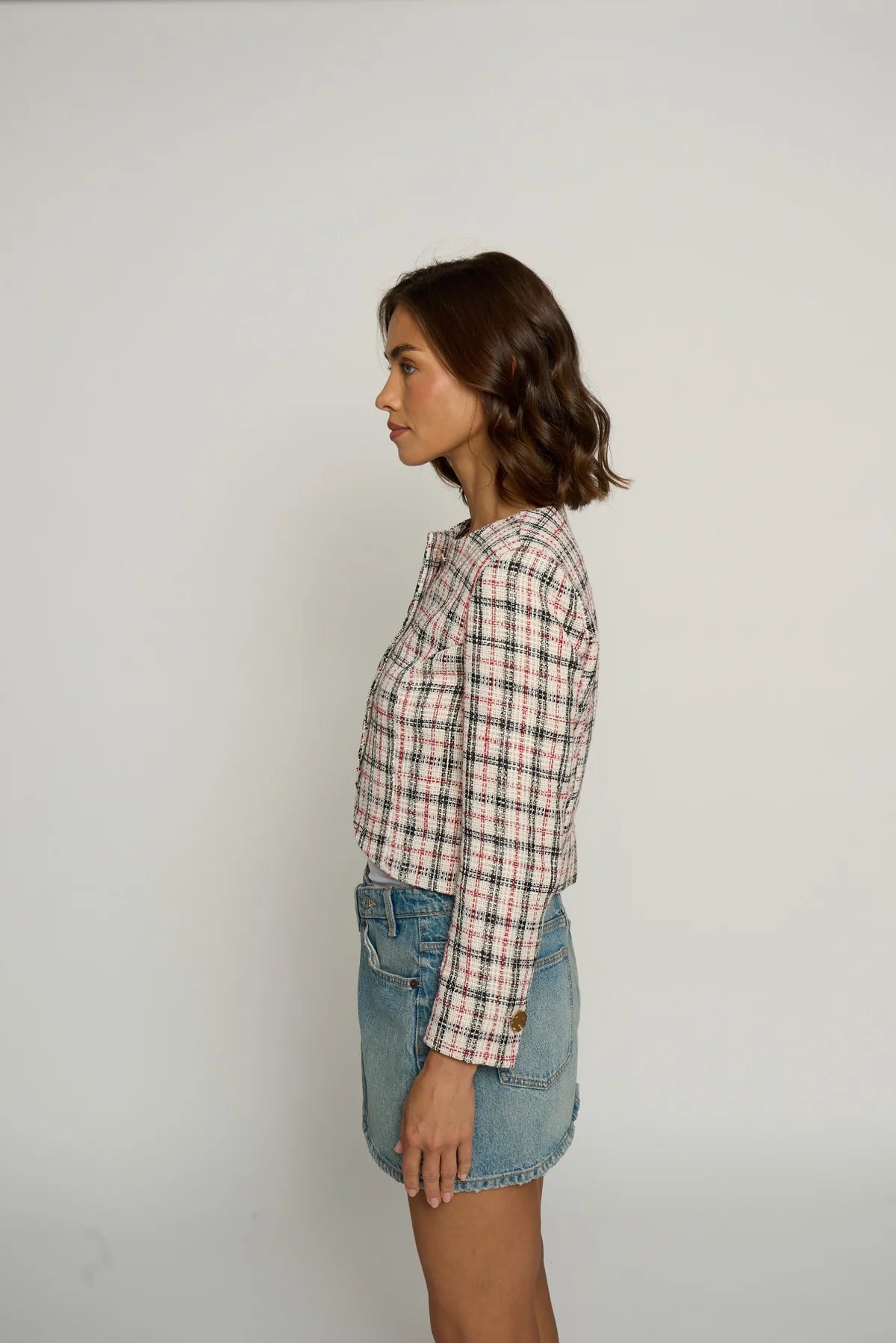 Big Button Collarless Jacket