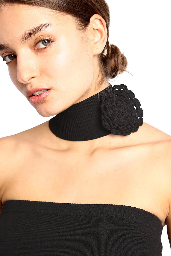 Strapless Top With Floral Appliqué