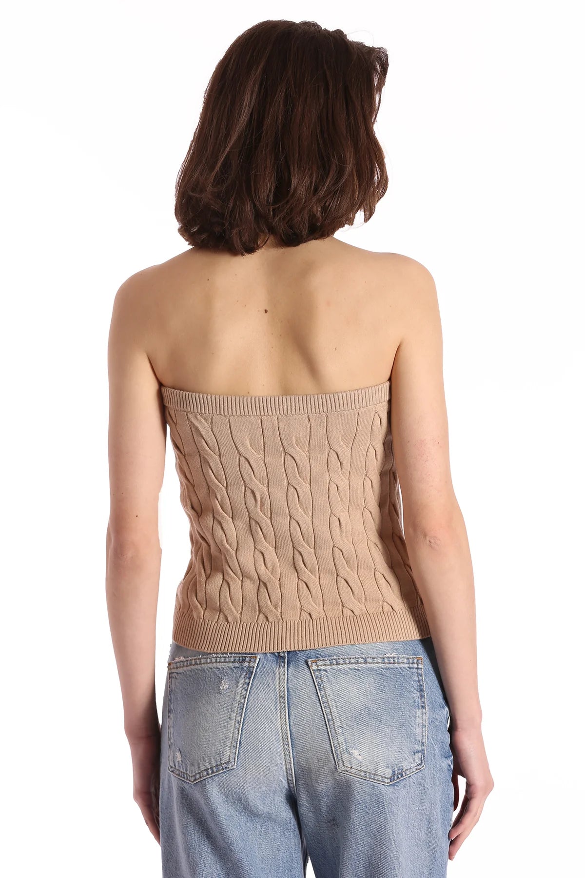 Cotton Cable Strapless Top