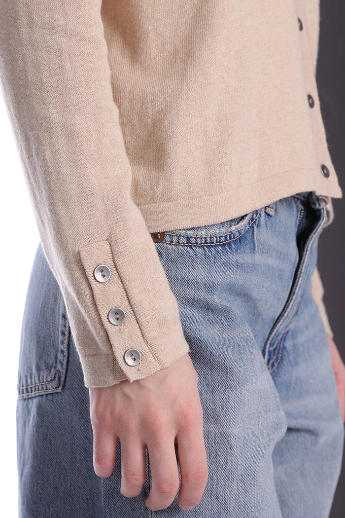 Cotton Cashmere Long Sleeve Solid Camp Shirt Brown Sugar