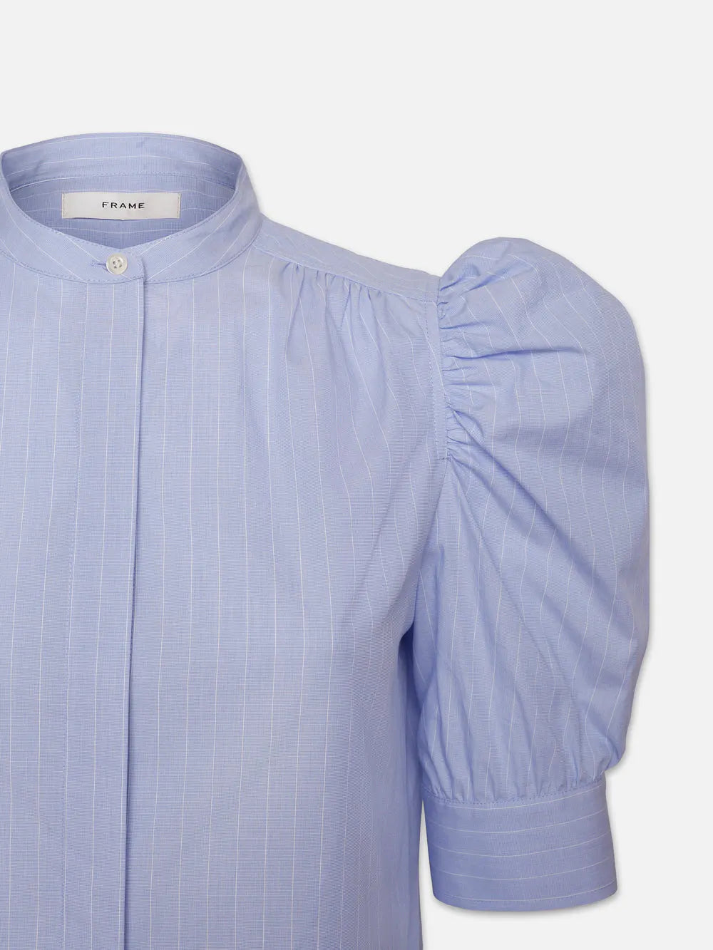 Ruched Puff Sleeve Shirt Chambray