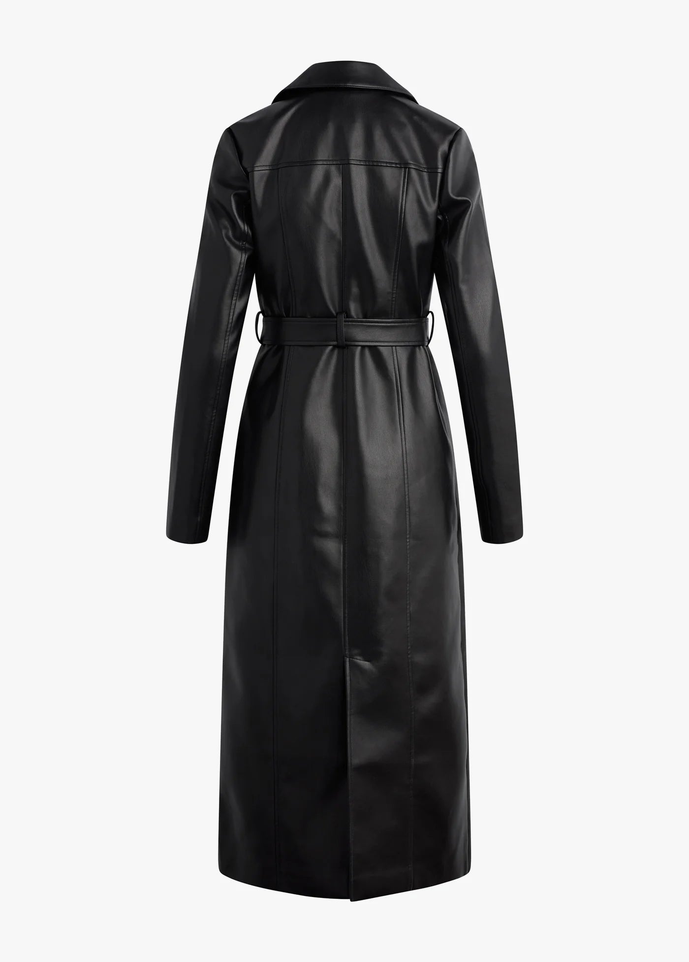 Vegan Leather Belted Coat