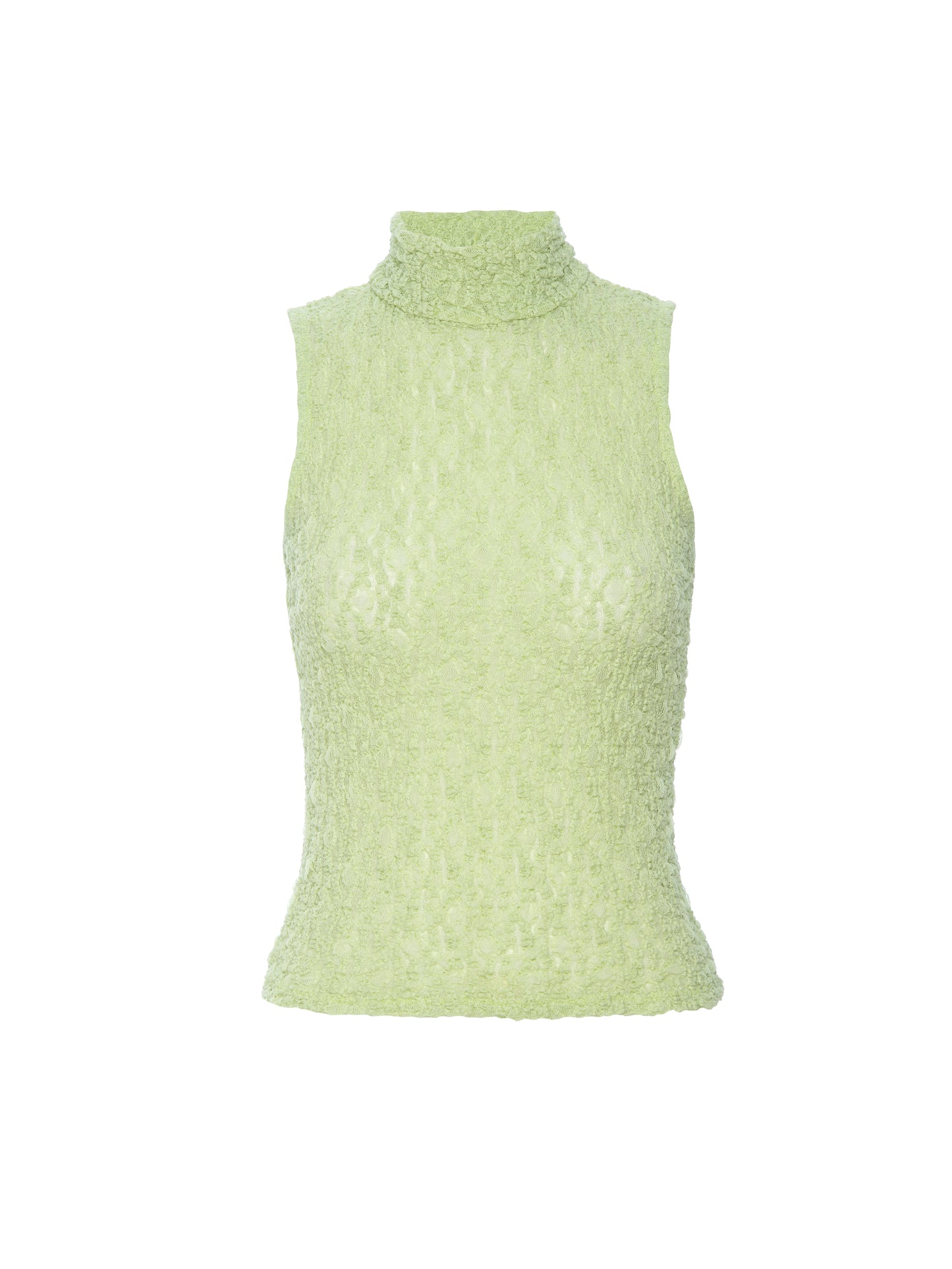 Sleeveless Mesh Mockneck
