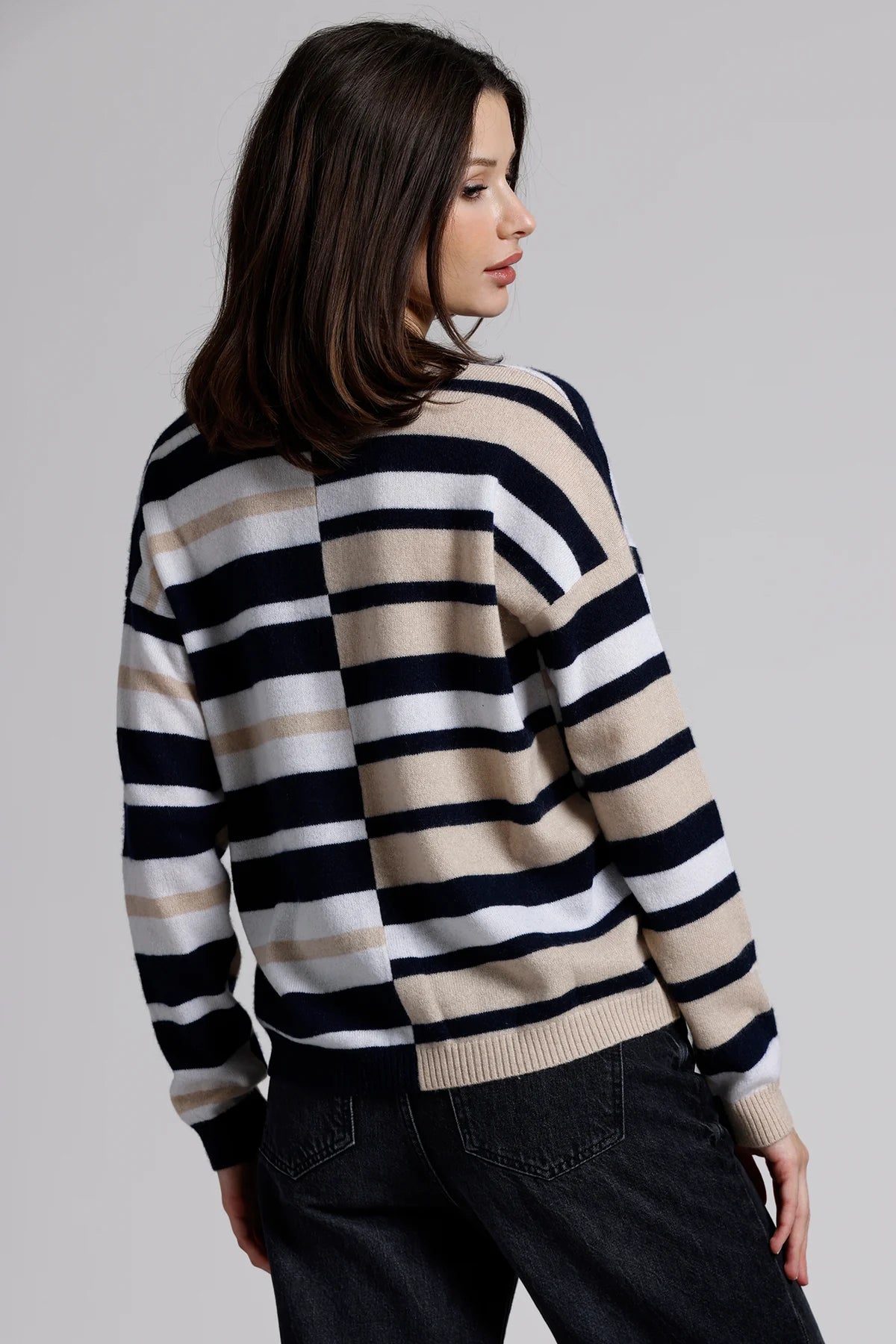 Cashmere Stripe Vneck