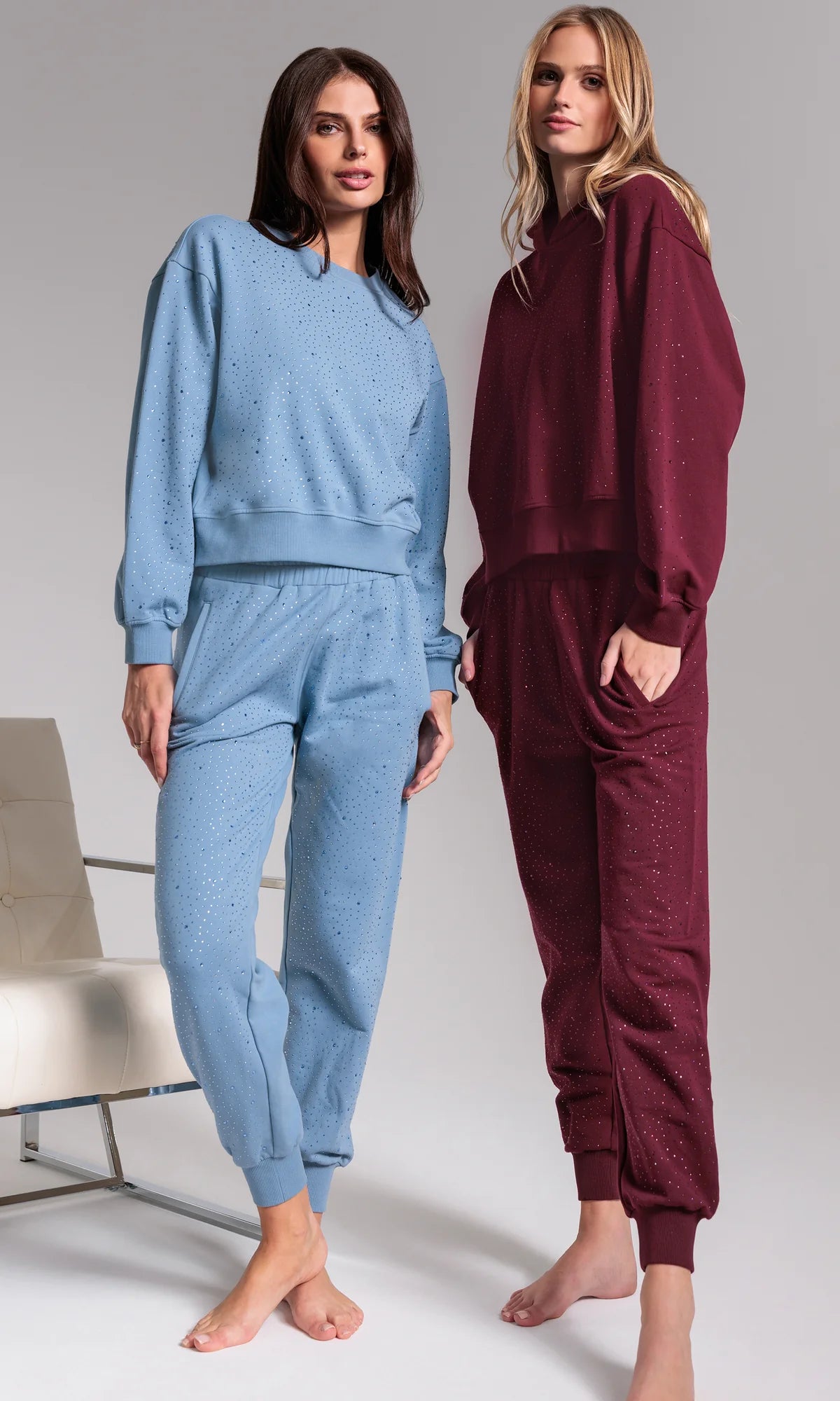 Colby Compact Crystal Sweatshirt Denim Blue
