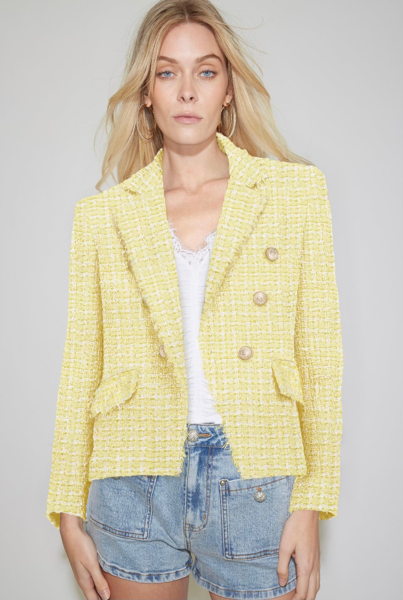 Yellow Tweed Blazer – LepaBoutique