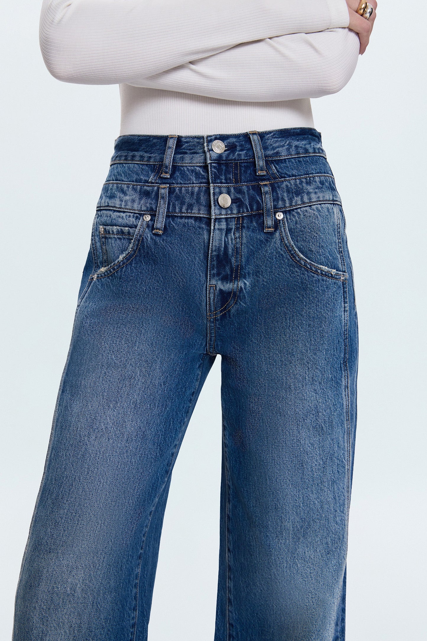 Caleb High Rise Stacked Waist Jean-Echo