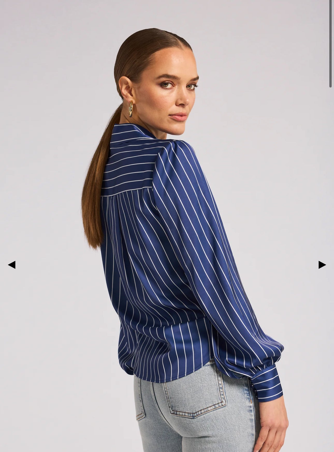 Emory Pinstripe Tie Front Blouse