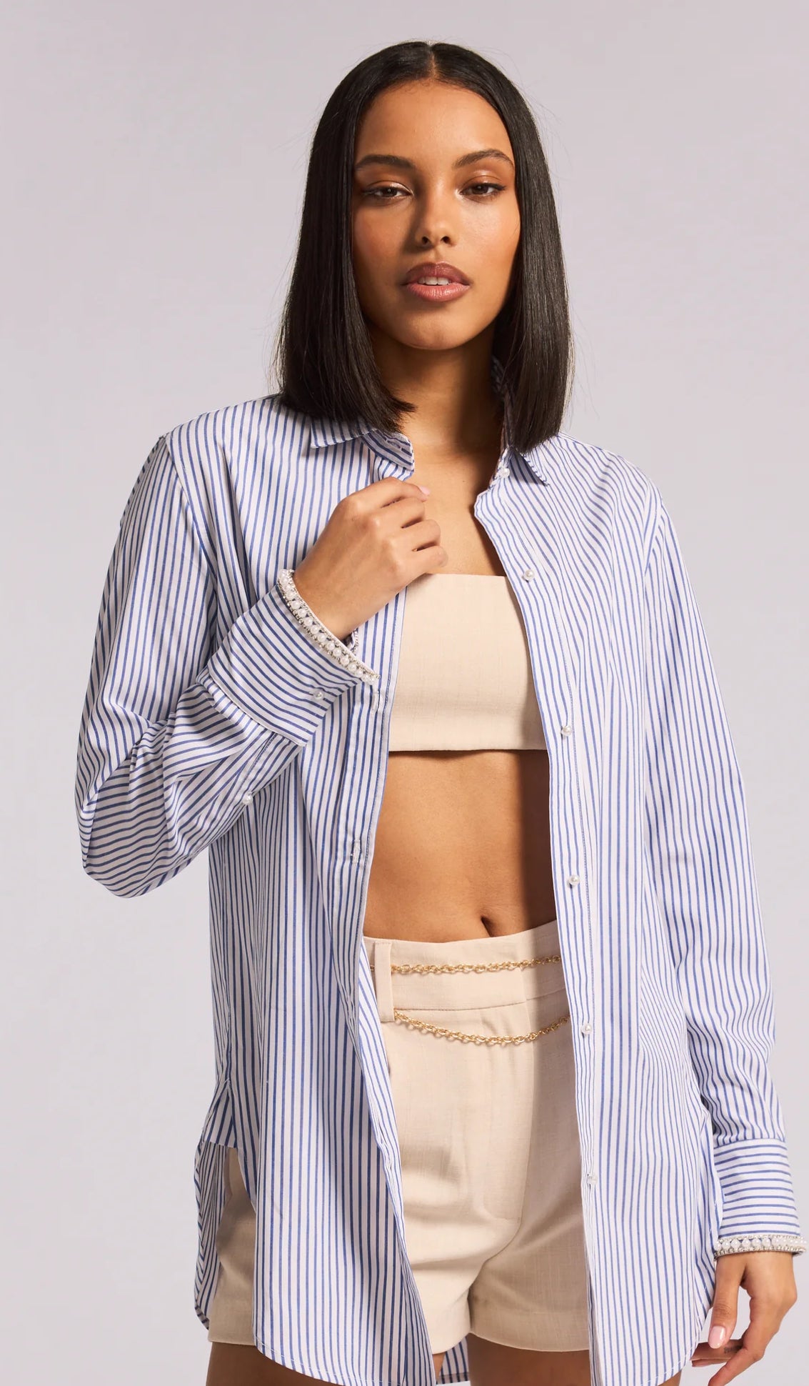 Fiore Embellished Pinstripe Shirt