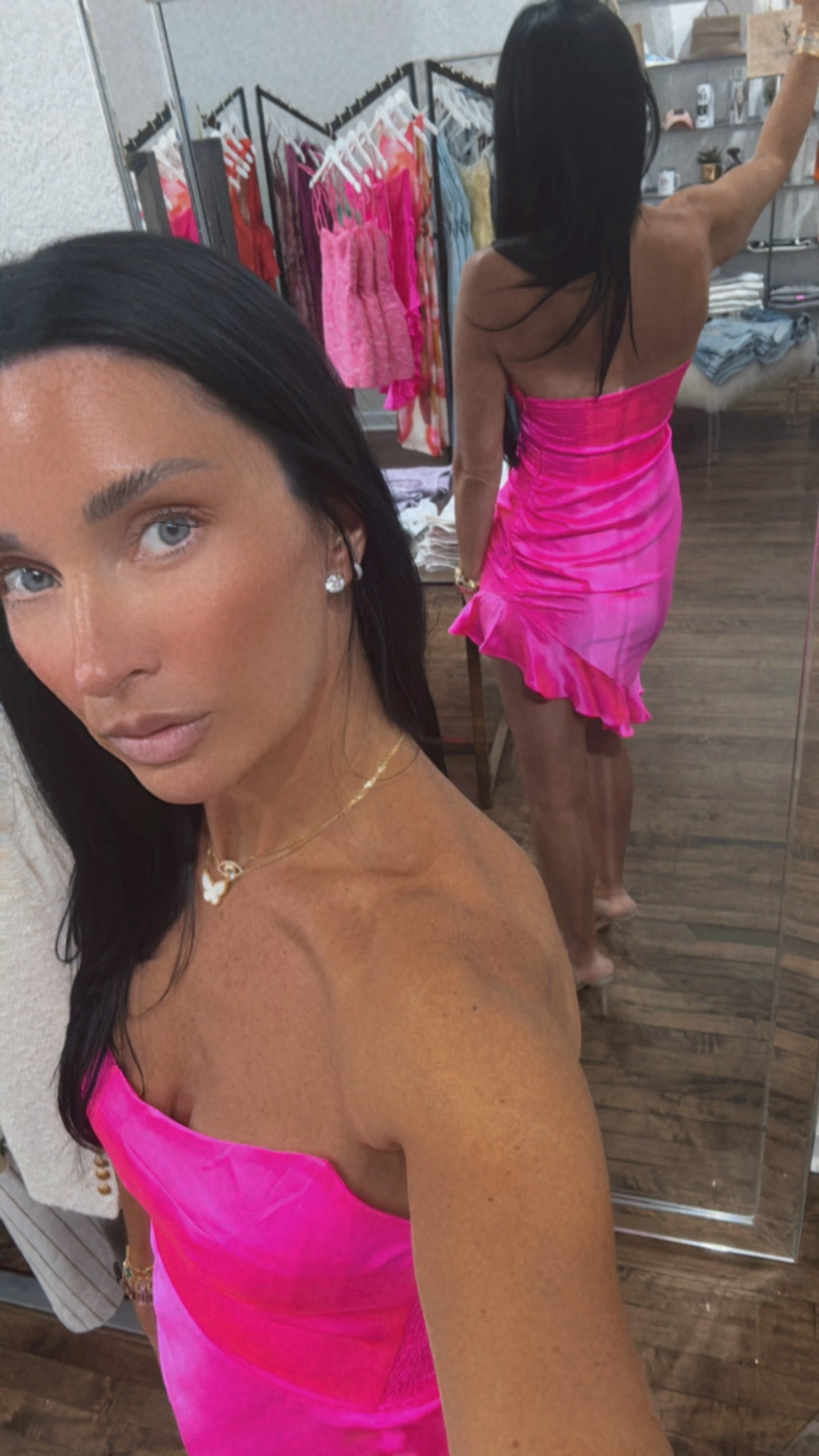 Scarlett Silk Dress Hot Pink