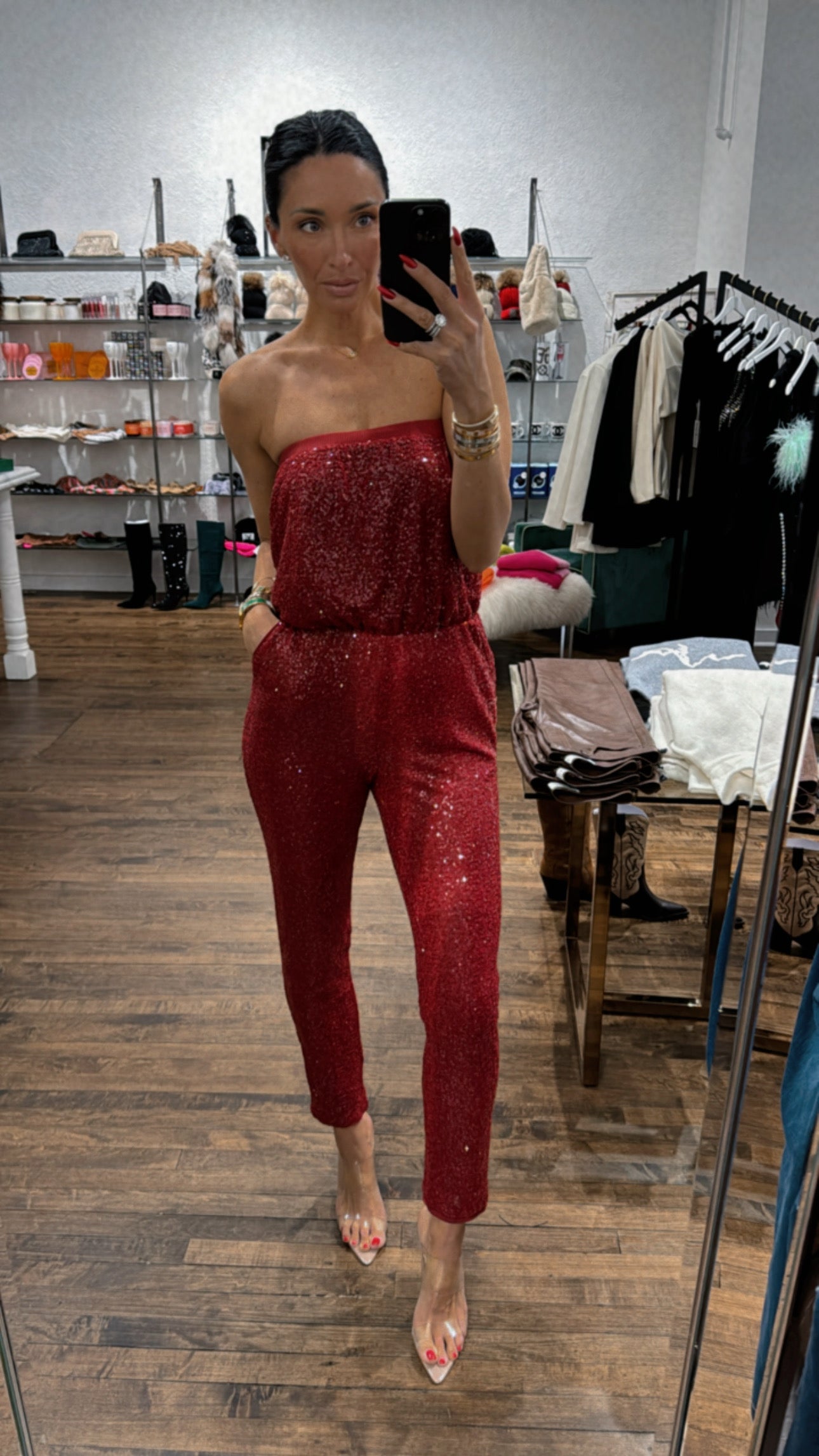 Red Sequin Jumpsuit