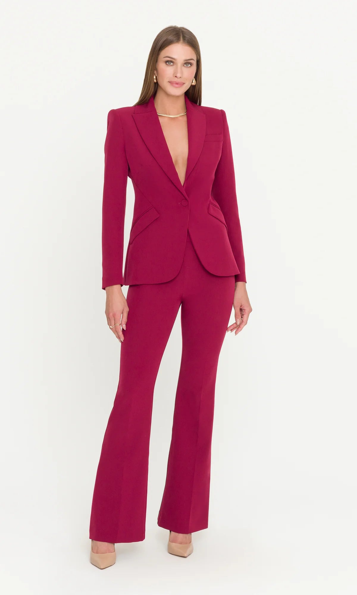 Vera Crepe Blazer Crimson