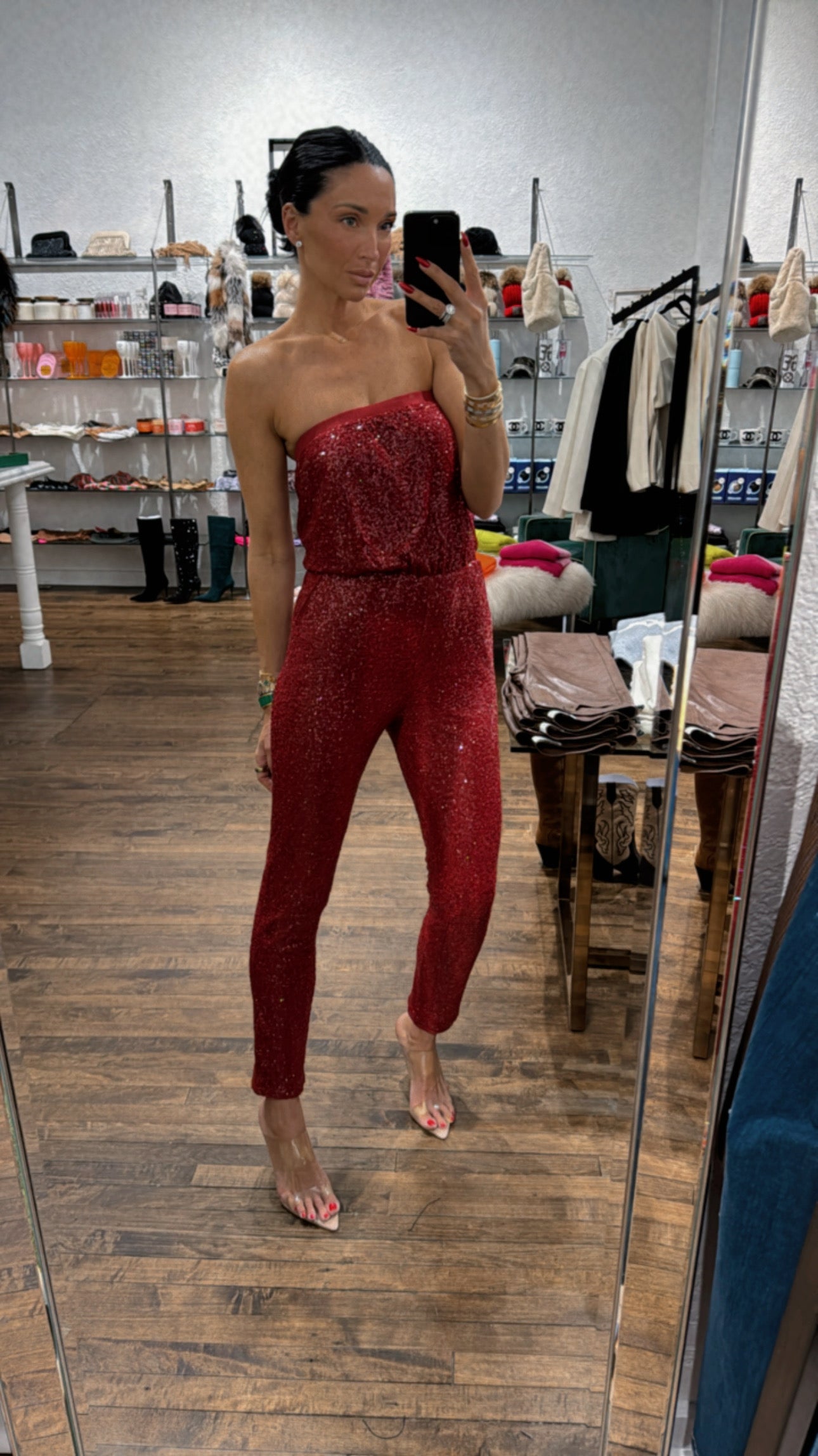Red Sequin Jumpsuit