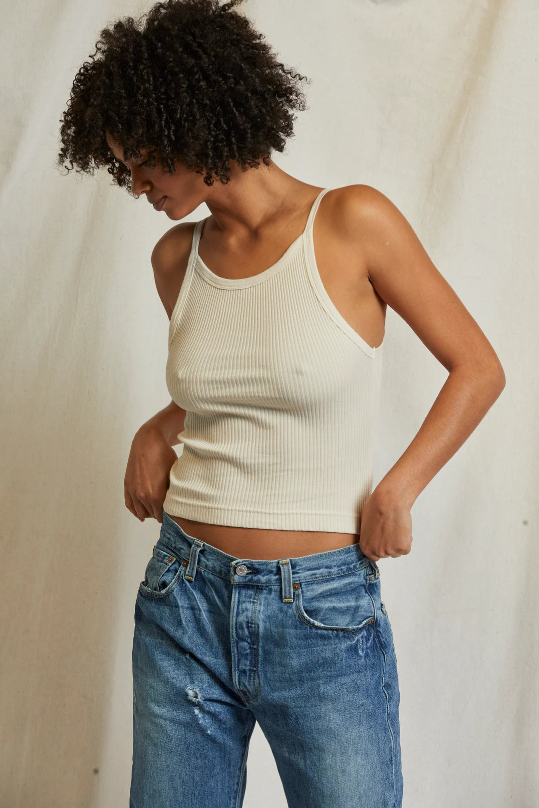 Bonnie Ribbed Tank Sugar