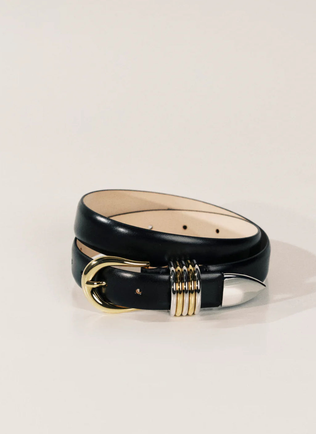 Hollyhock Belt Black Mixed Metal