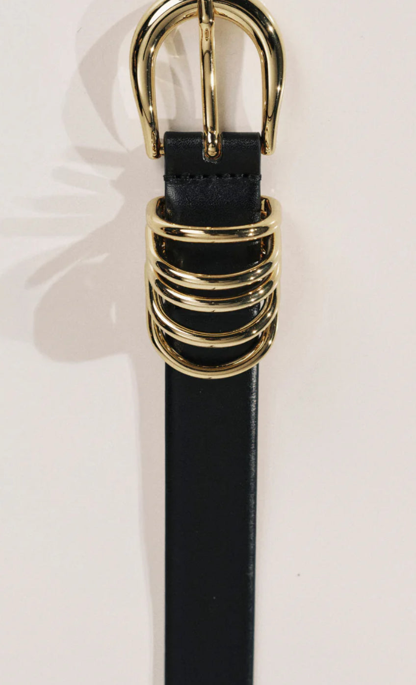 Hollyhock Belt Black Mixed Metal