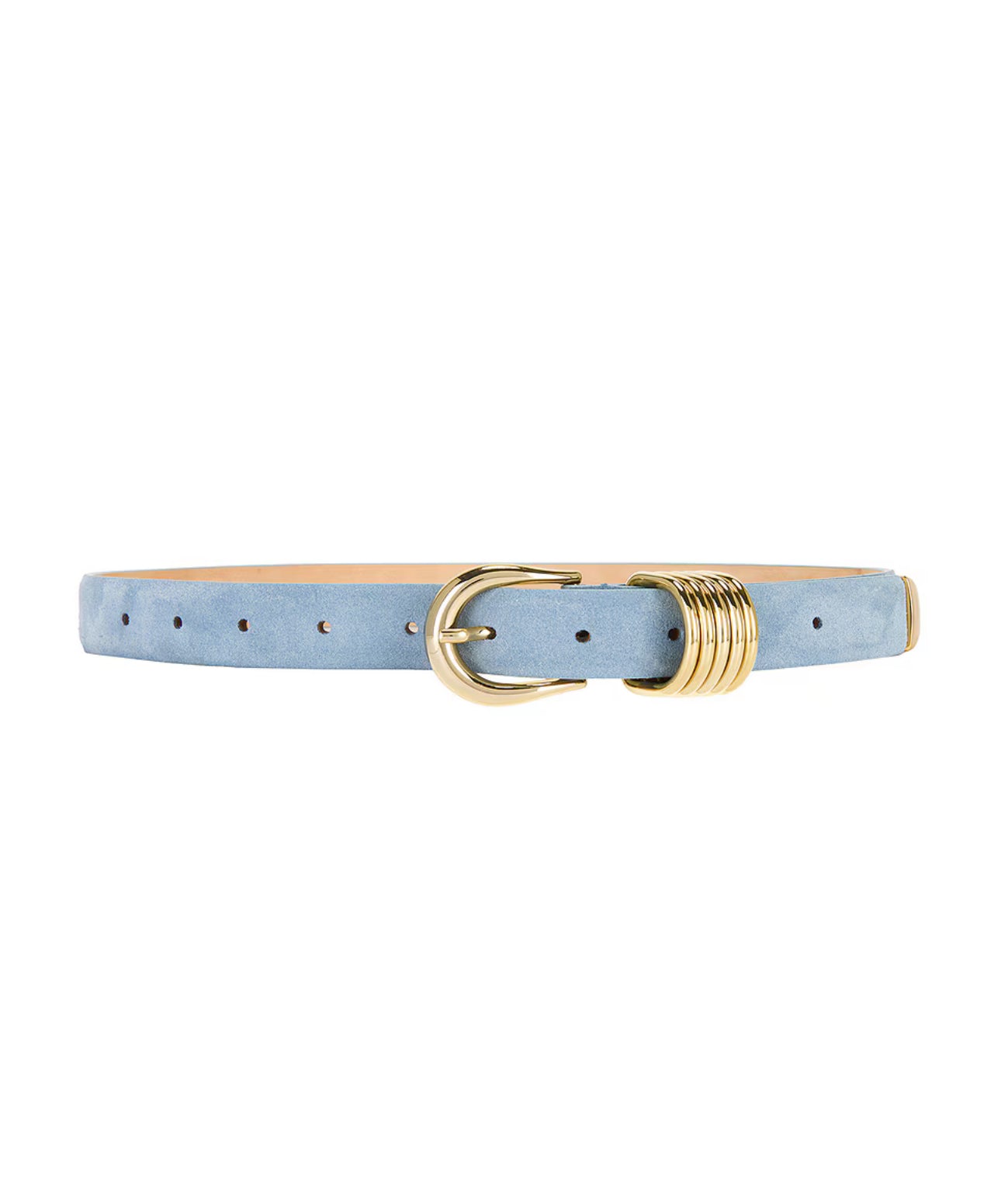 Hollyhock Suede Belt Powder Blue and Gold