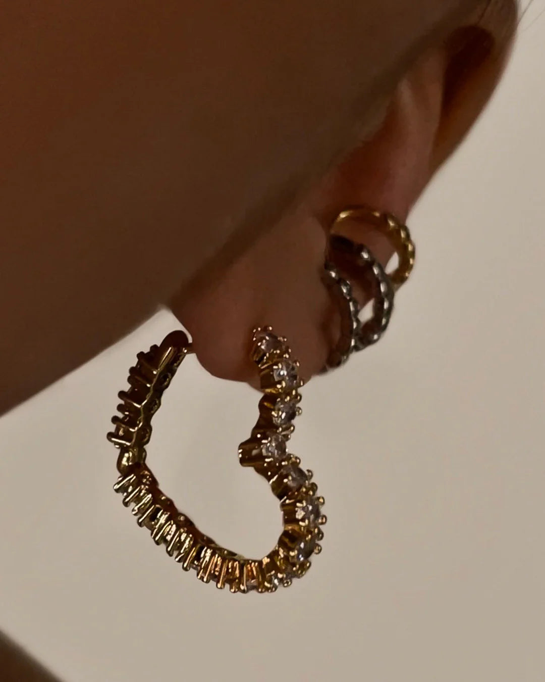 Diamond Heart Hoops