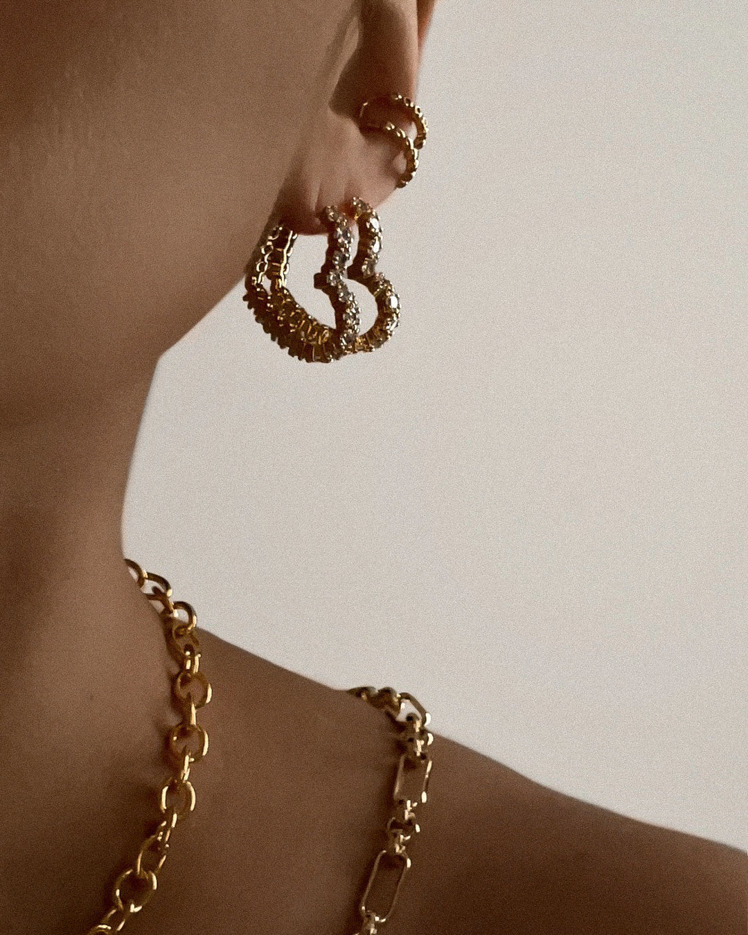 Diamond Heart Hoops