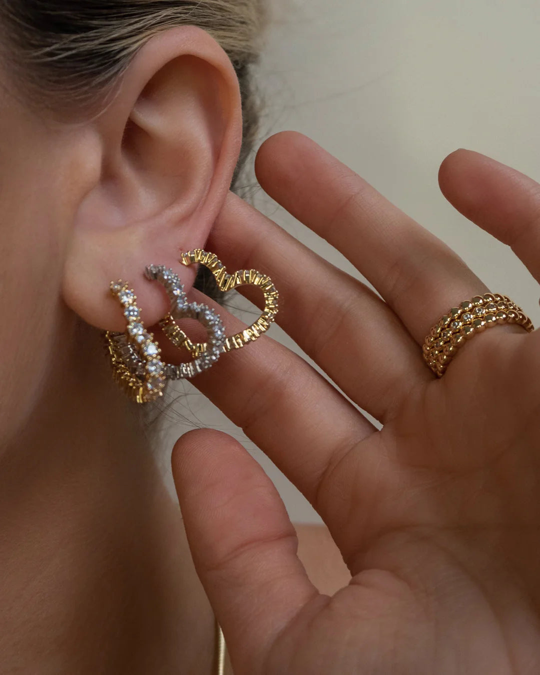 Diamond Heart Hoops