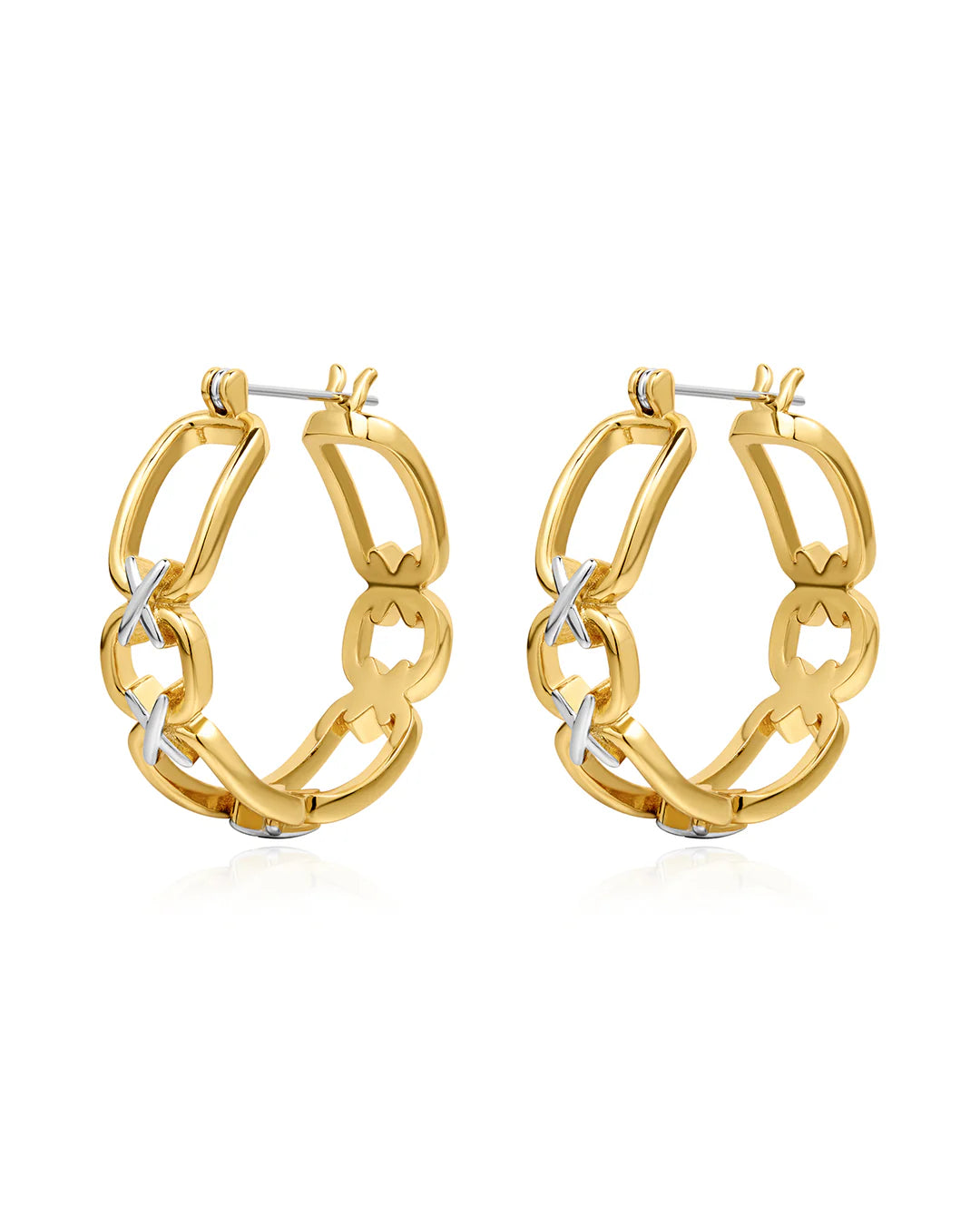 Two Tone Chain Hoops