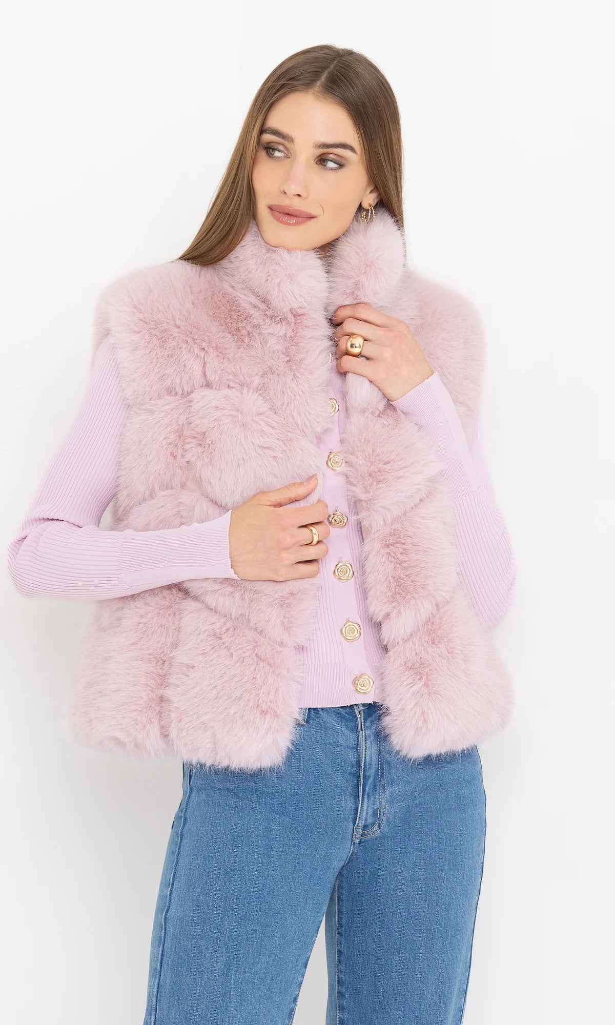 Rosario Faux Fur Vest Ballet Slipper