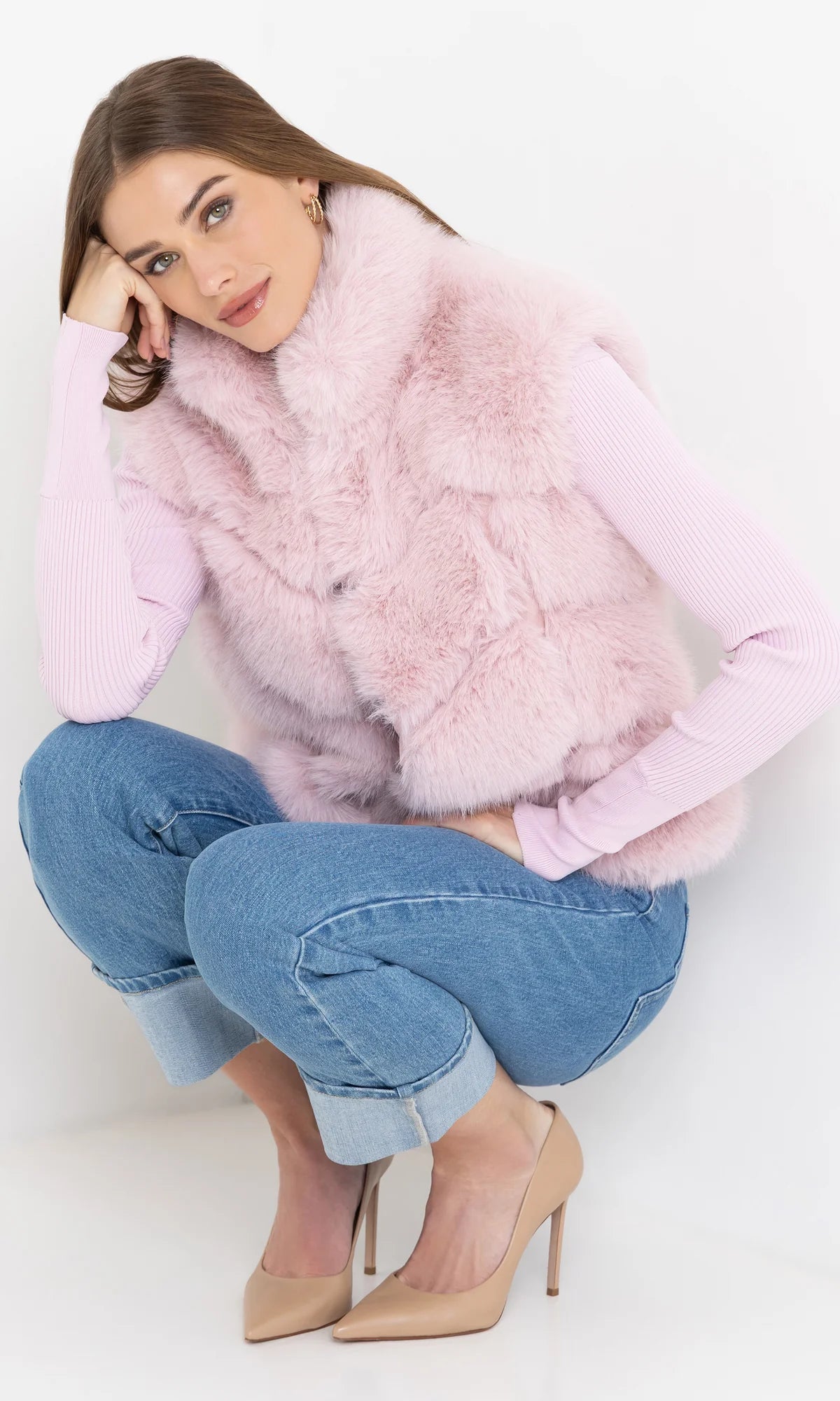 Rosario Faux Fur Vest Ballet Slipper