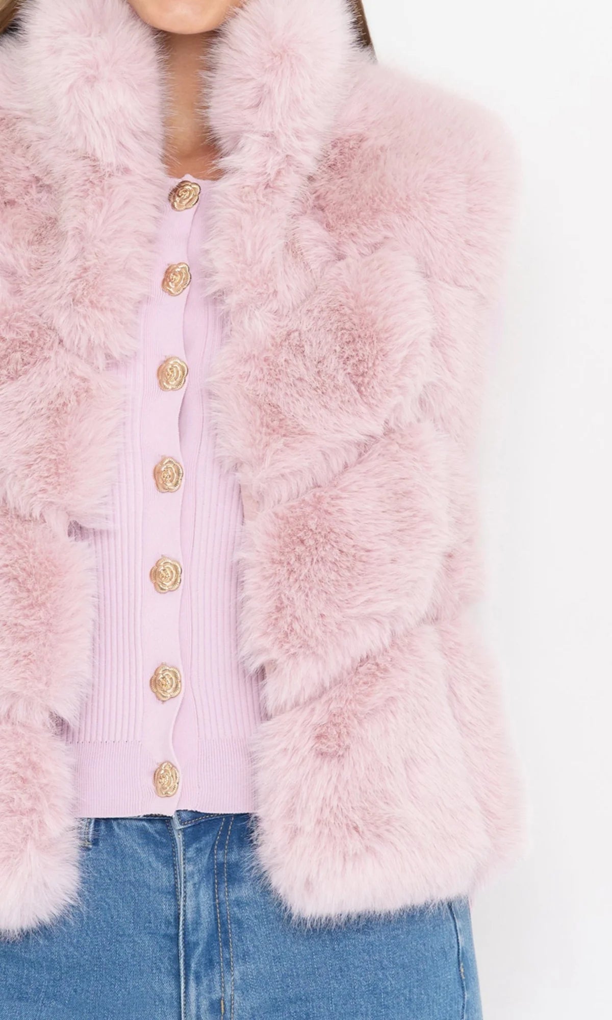 Rosario Faux Fur Vest Ballet Slipper