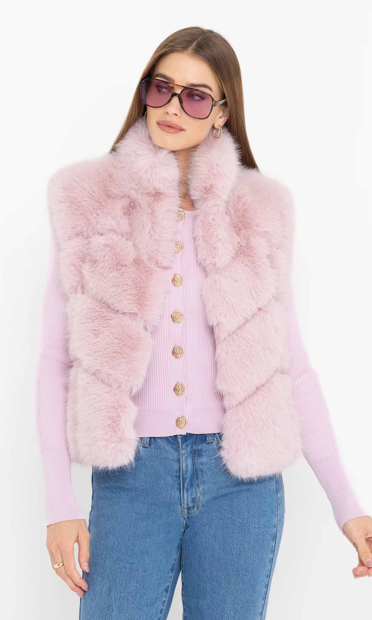 Rosario Faux Fur Vest Ballet Slipper