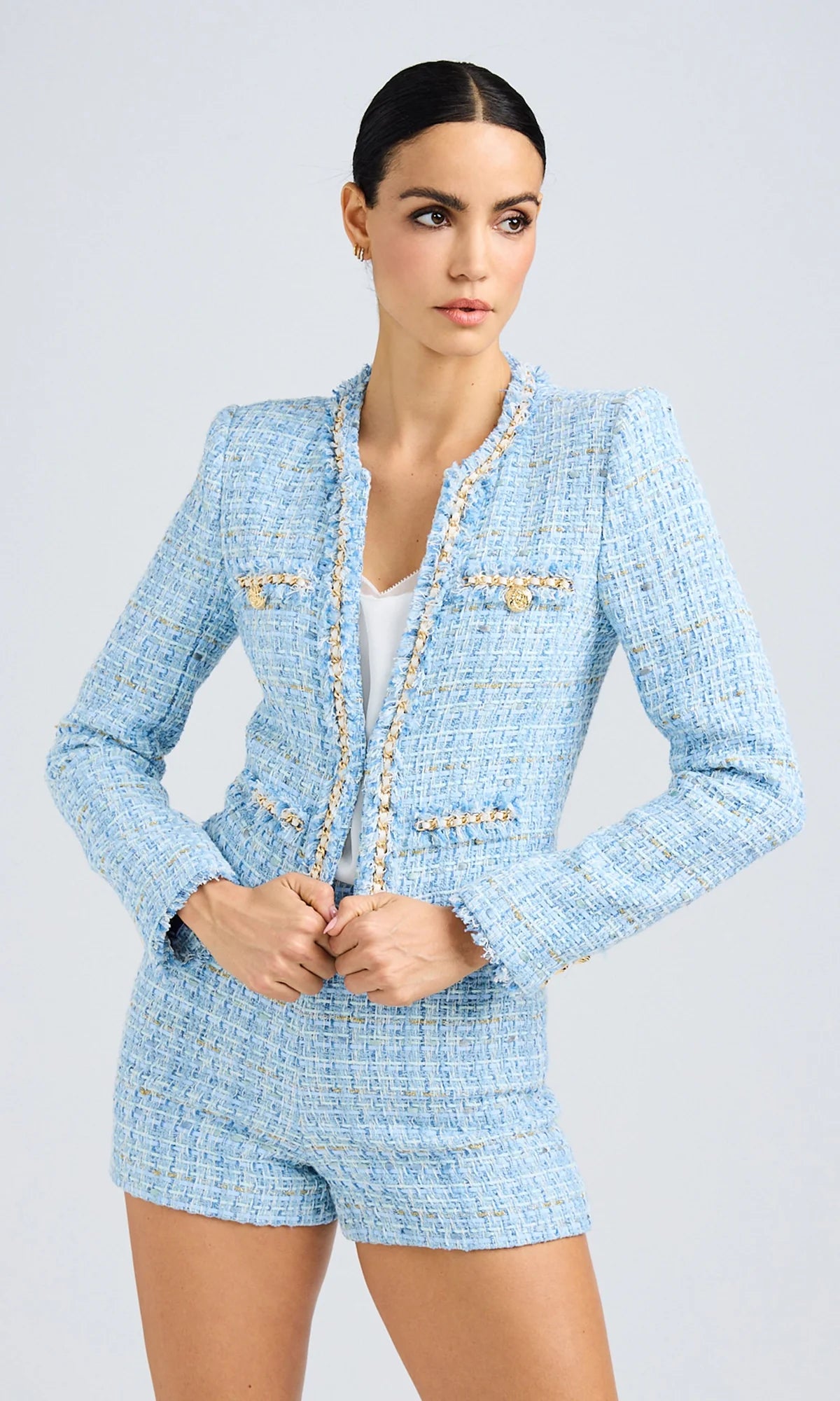 Betsy Buttoned Tweed Blazer