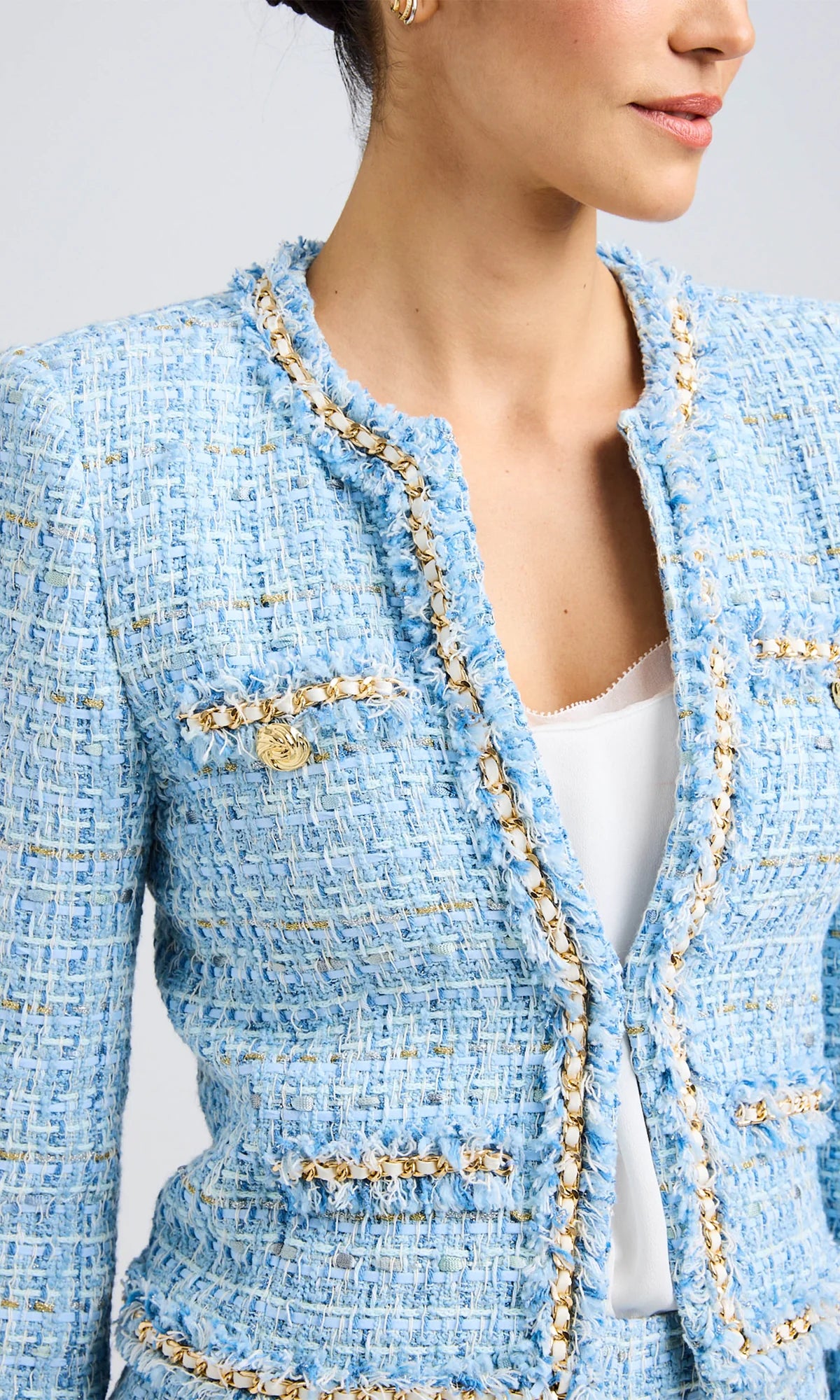 Betsy Buttoned Tweed Blazer