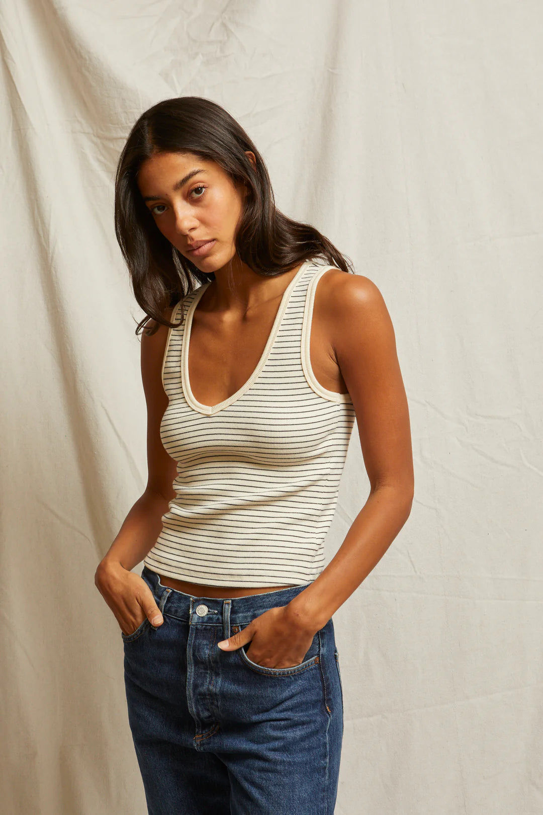 Maria Navy Stripe Tank
