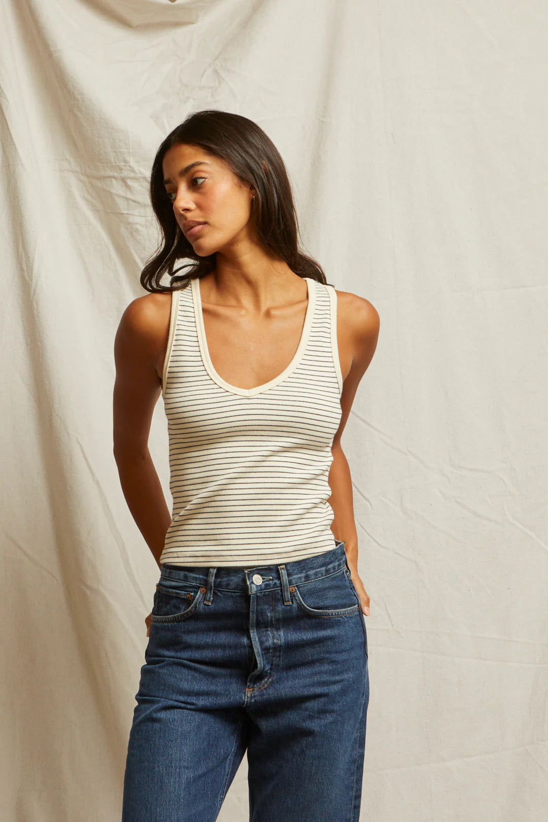 Maria Navy Stripe Tank