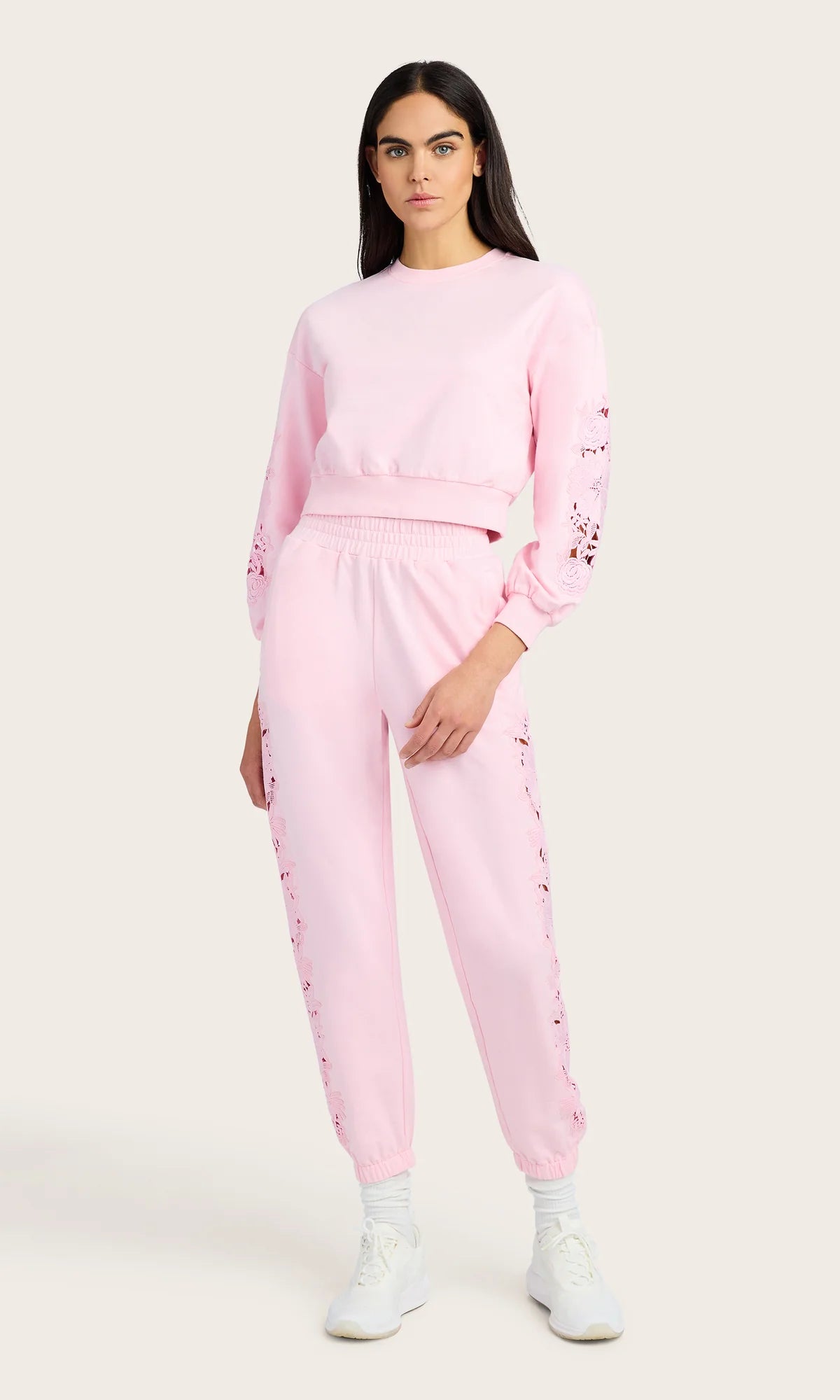 Arabella Lace Combo Sweatshirt Pink