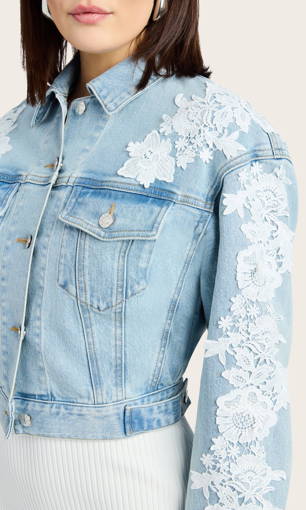 Valex Lace Combo Denim Jacket