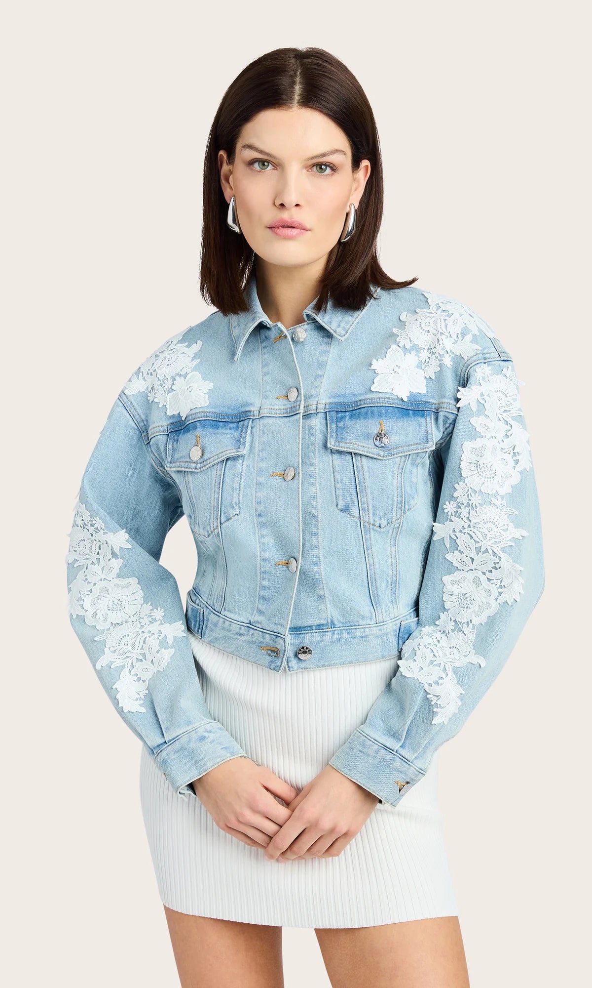 Valex Lace Combo Denim Jacket