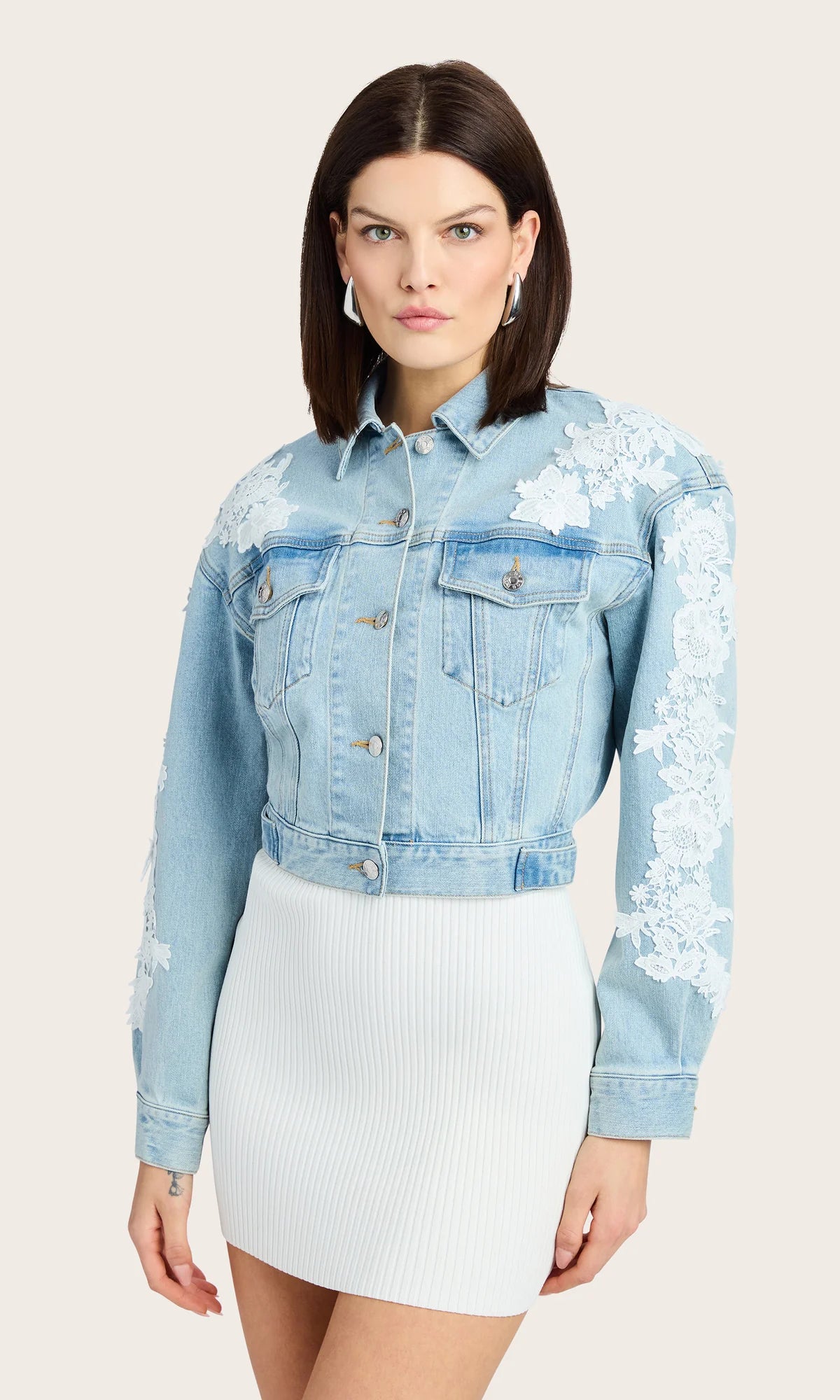 Valex Lace Combo Denim Jacket
