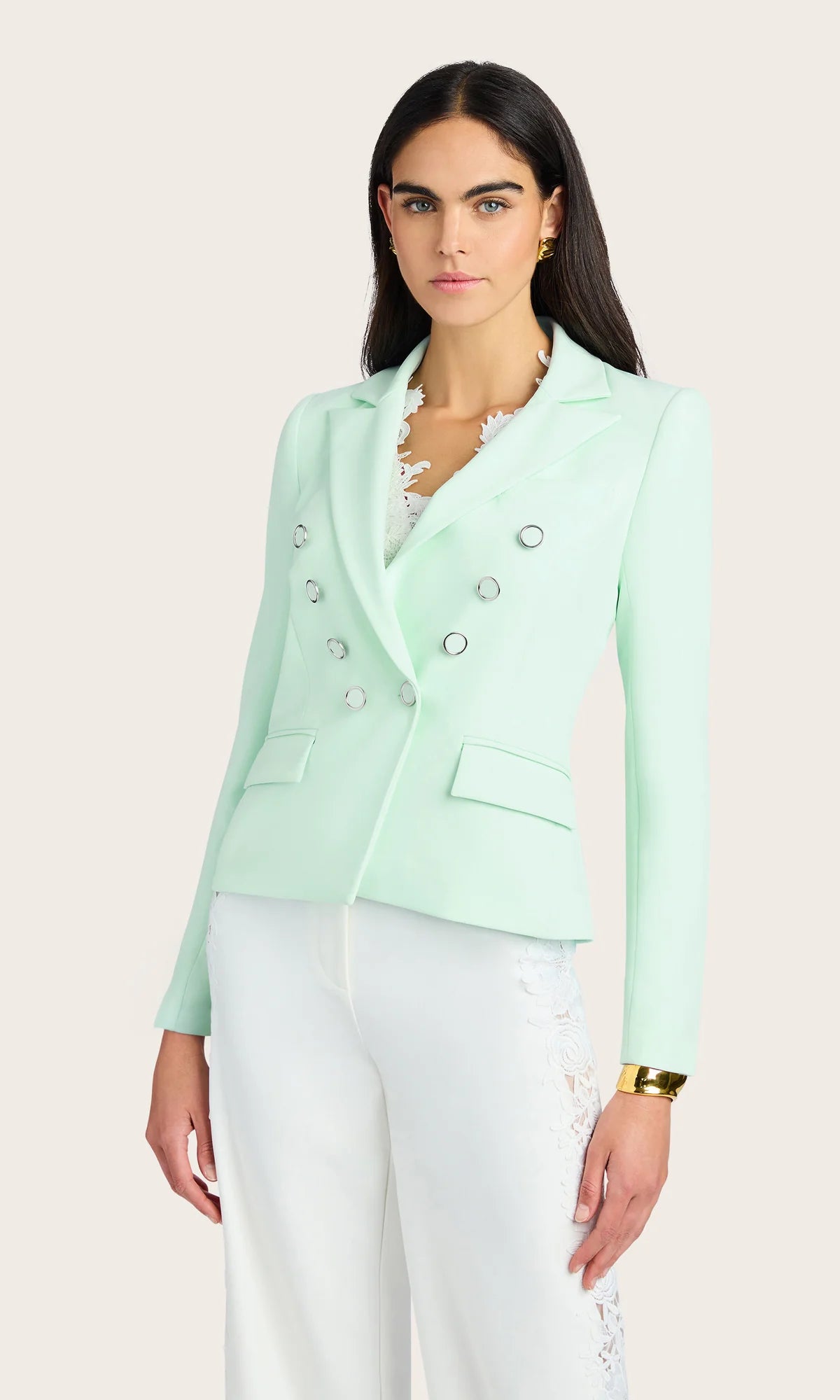 Amelia Crepe Blazer Seafoam