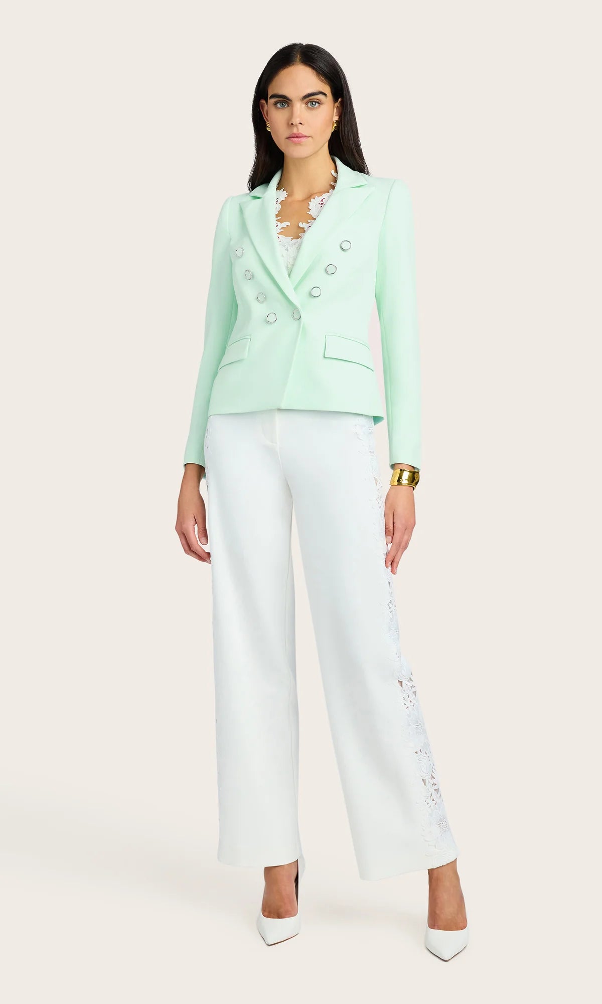 Amelia Crepe Blazer Seafoam
