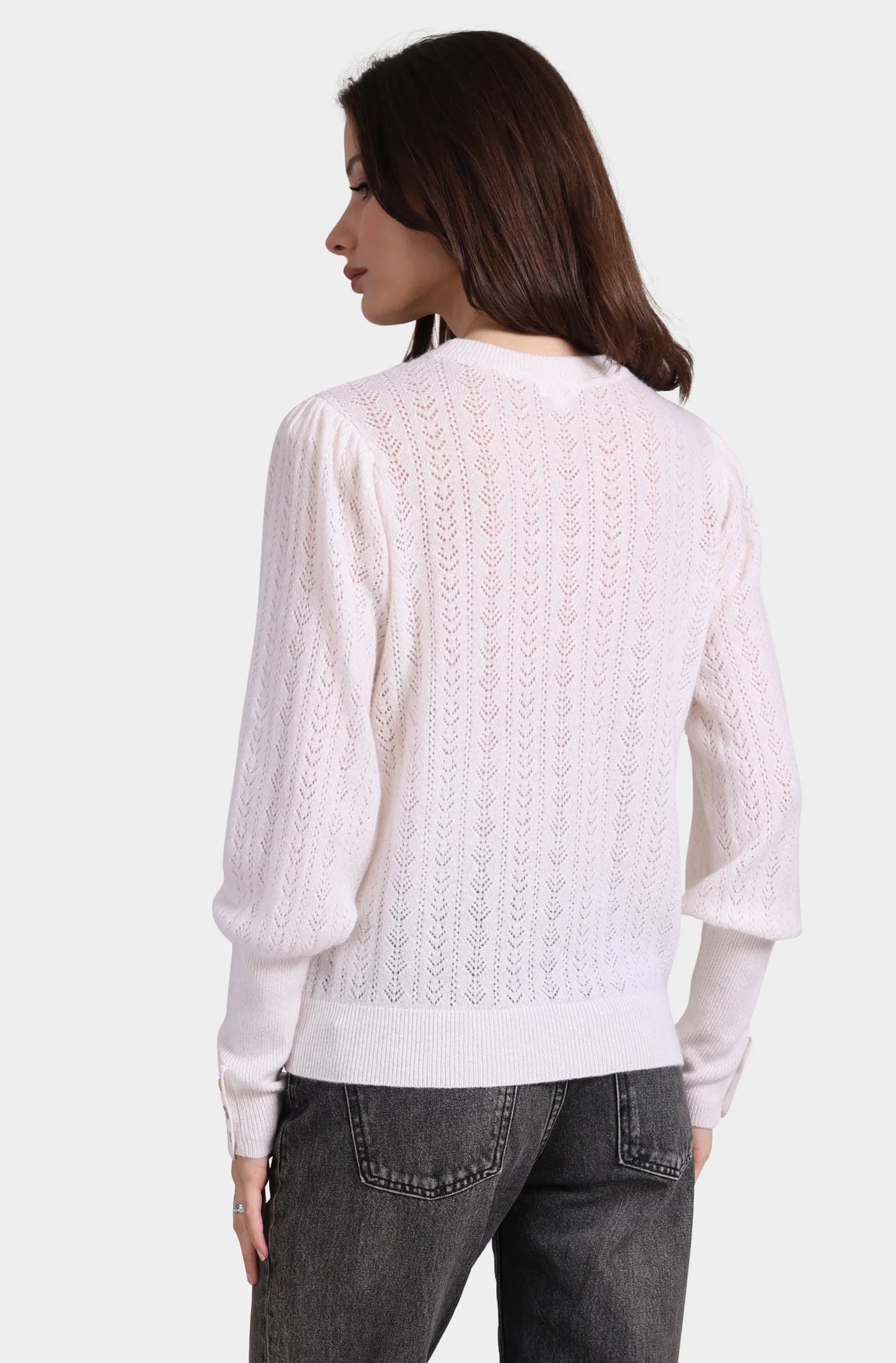 Cashmere Blousant Sleeve Crew Neck Pullover