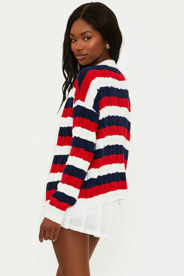 Sherry Cardigan Cherry Indigo Stripes