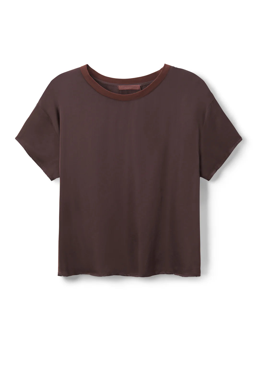 Delphine Luxe Satin Crewneck Tee Cocoa