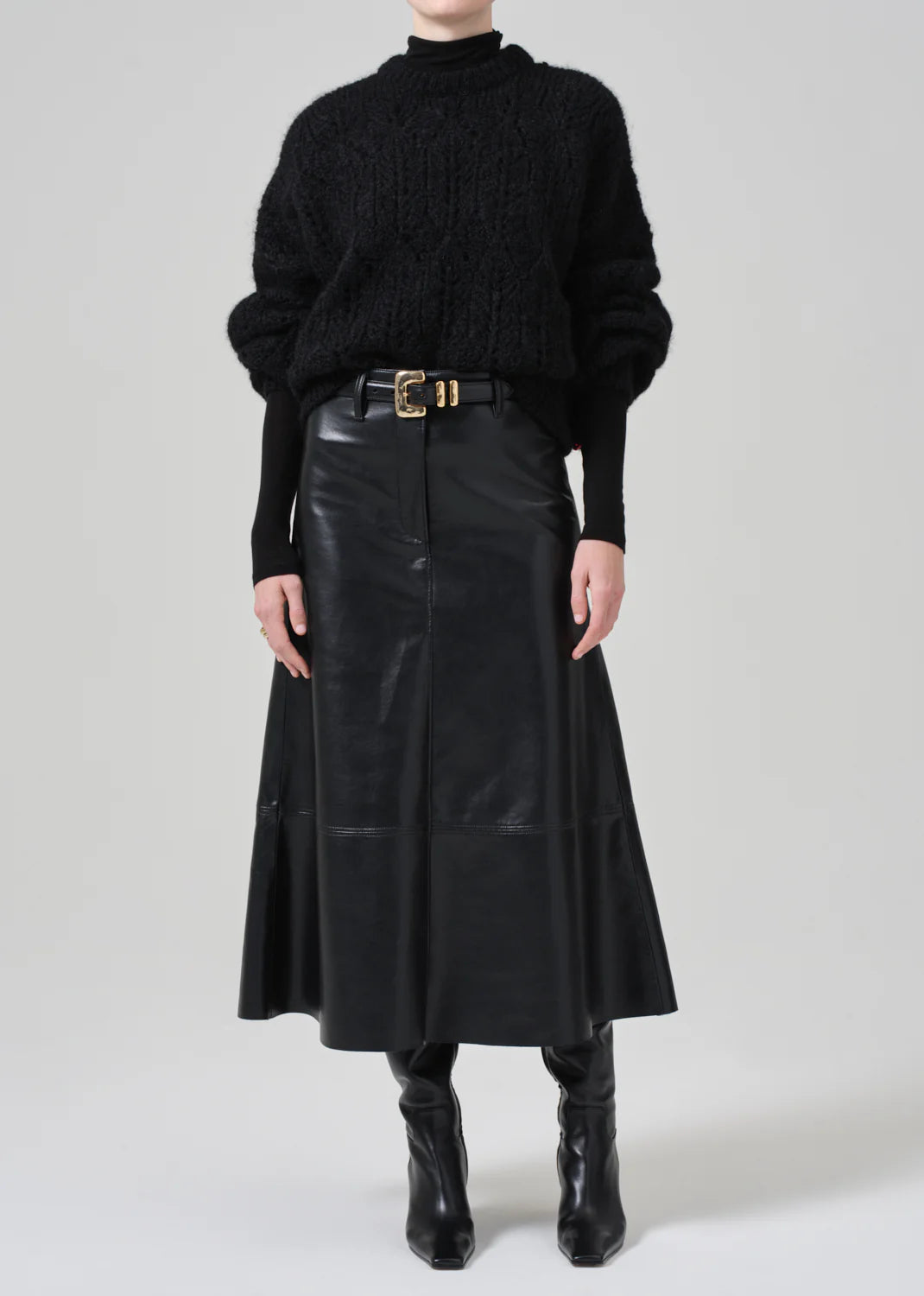 Cassia Leather Skirt Black