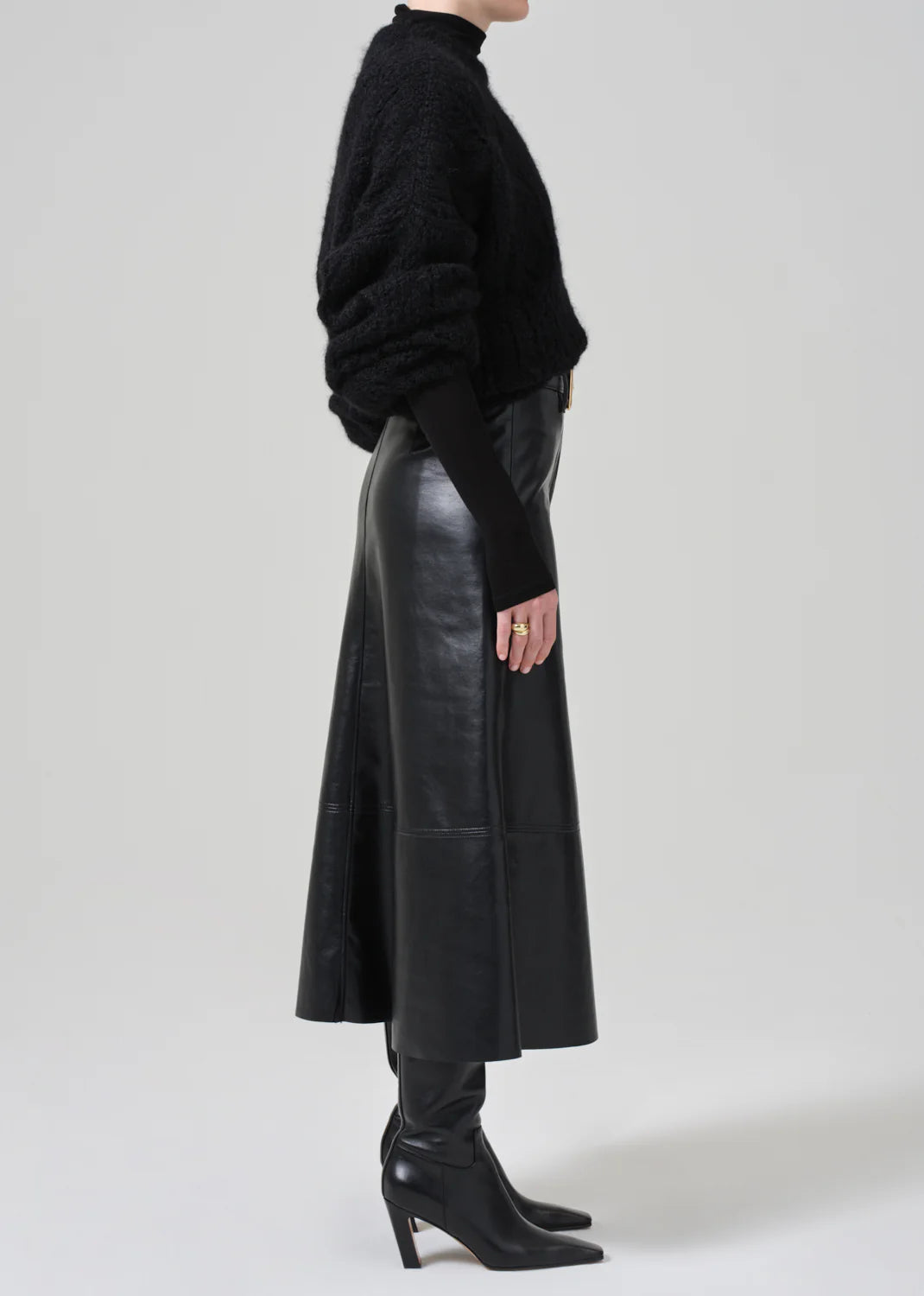 Cassia Leather Skirt Black