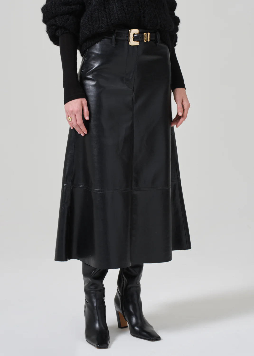 Cassia Leather Skirt Black