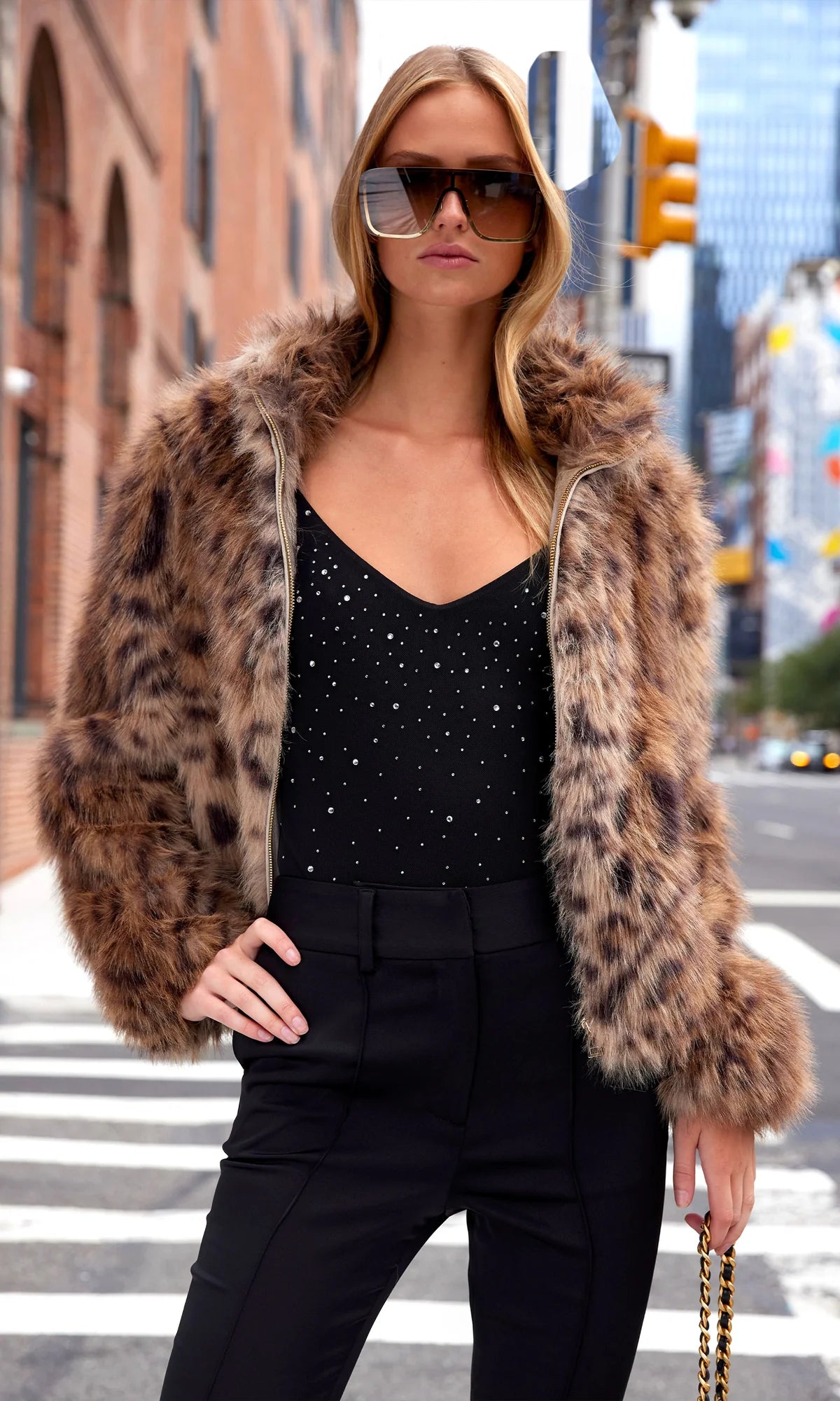 Jamie Leopard Faux Fur Jacket