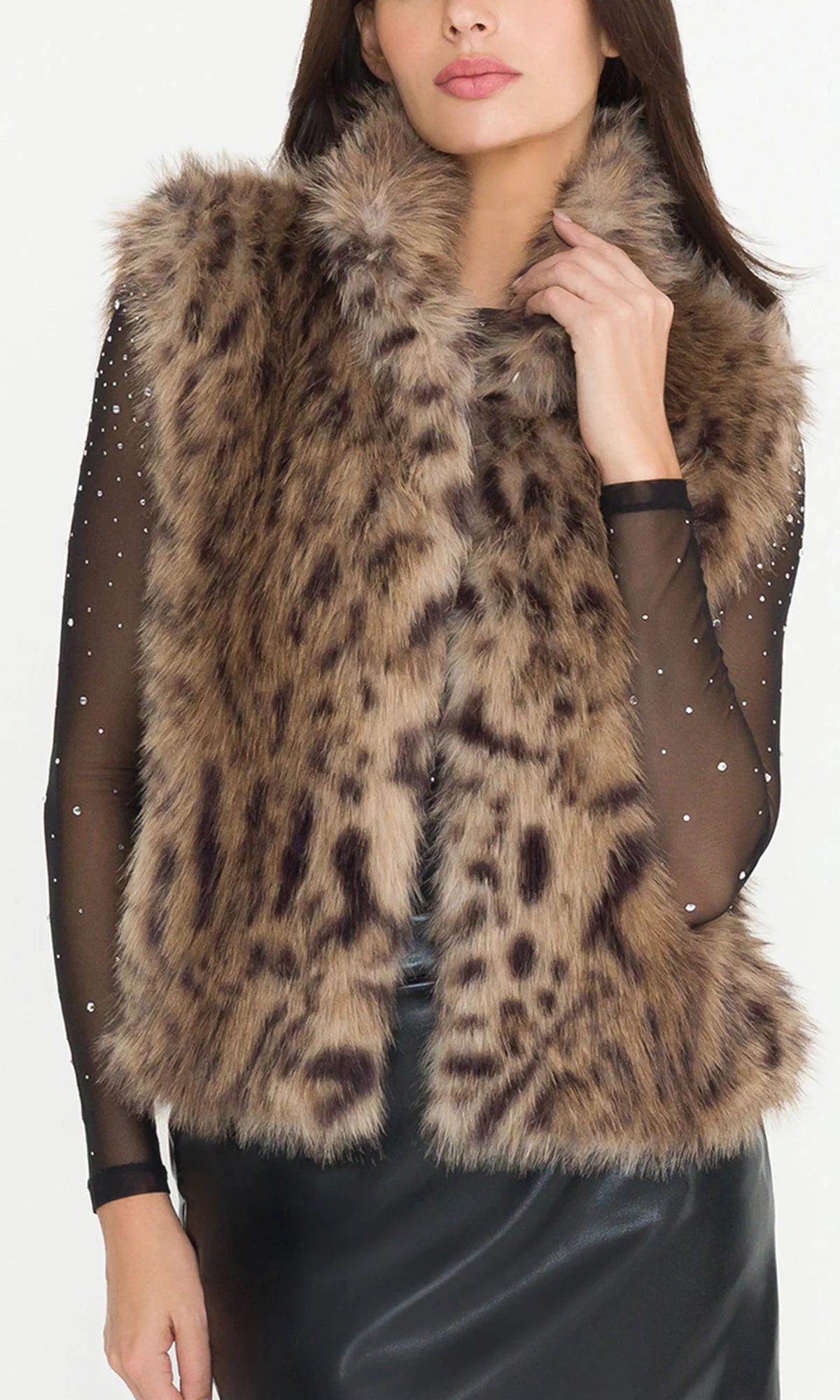 Liona Leopard Faux Fur Vest